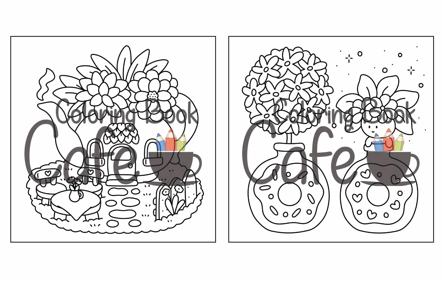 Tiny Gardens: Cute & Comfy Coloring Book for Adults and Teens Featuring Adorable Garden Scenes