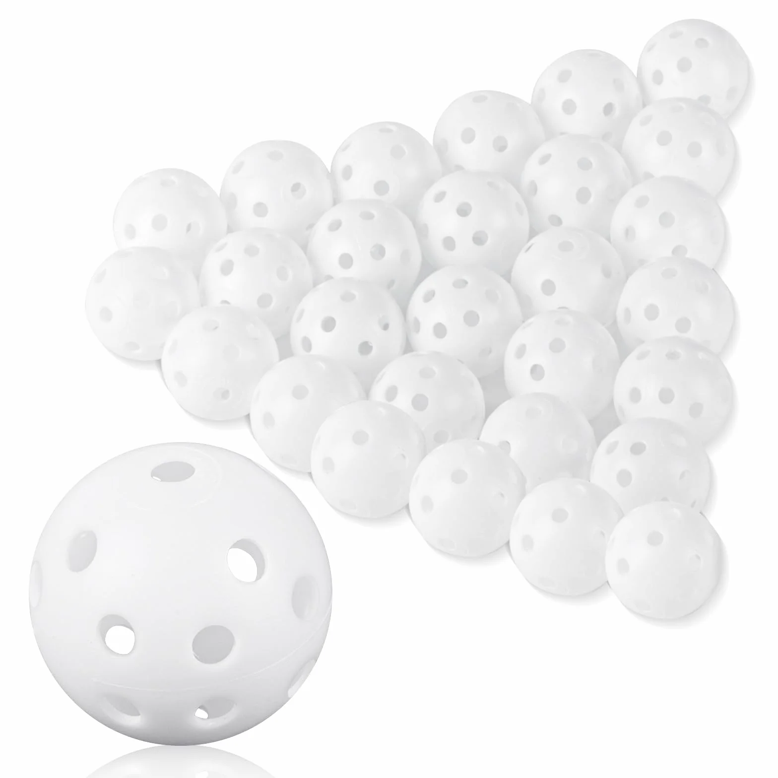 Xiaomoyu 28 sztuk piłek do ćwiczeń golfowych, Air Flow Hollow, 40 mm, tworzywo sztuczne, piłeczki treningowe do gry w golfa do swingu, jazdy samochodem, gry w golfa dla dorosłych