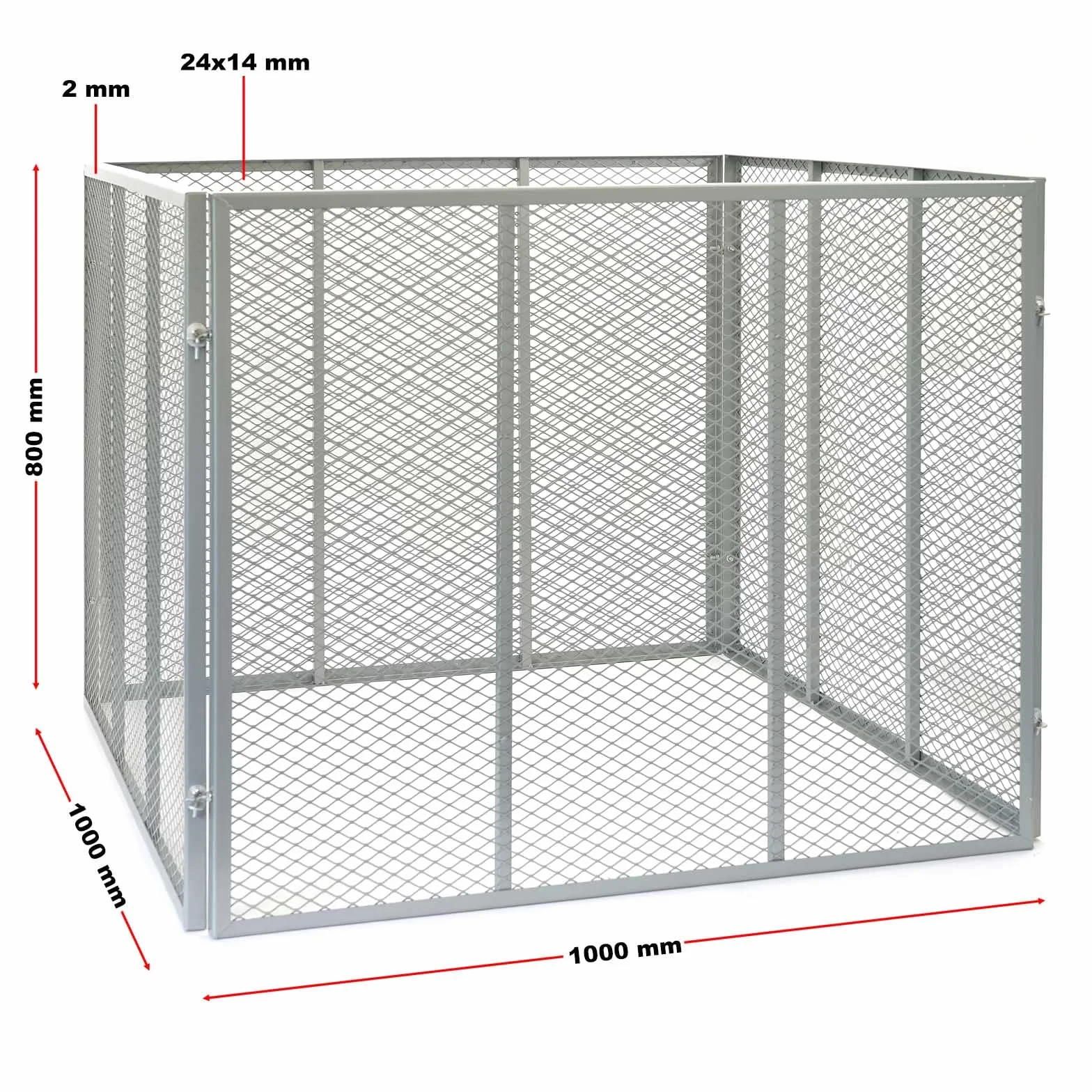 Wiltec Kompostownik 800 l z siatki metalowej, trwały kompostownik ogrodowy 100x100x80 cm, ekologiczne przetwarzanie bioodpadów w naturalny nawóz