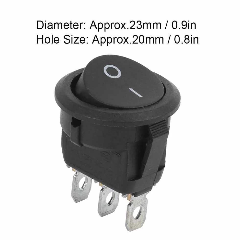 Okrągły przełącznik kołyskowy ON-OFF 2-pozycyjny 23mm czarny 3 Pin