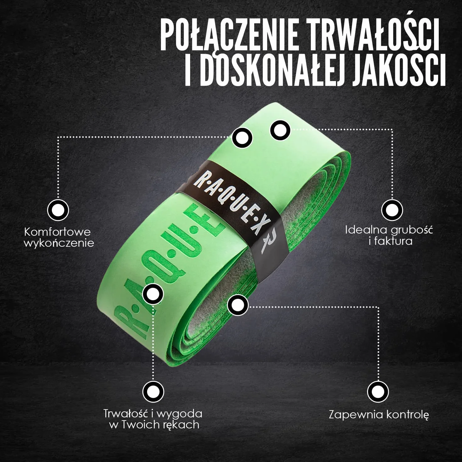 Raquex Zapasowy Uchwyt do Rakiety do Tenisa, Squasha i Badmintona. Samoprzylepna Taśma do Gry w Rakiety, Dostępna w 13 Kolorach