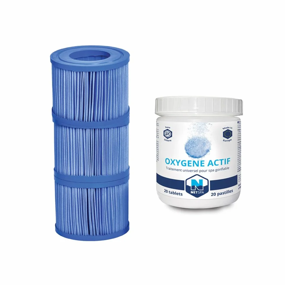 NetSpa Pakiet Spa Service, 3 wkłady filtracyjne 10,5 x 8 cm + 20 tabletek z aktywnym tlenem 20g