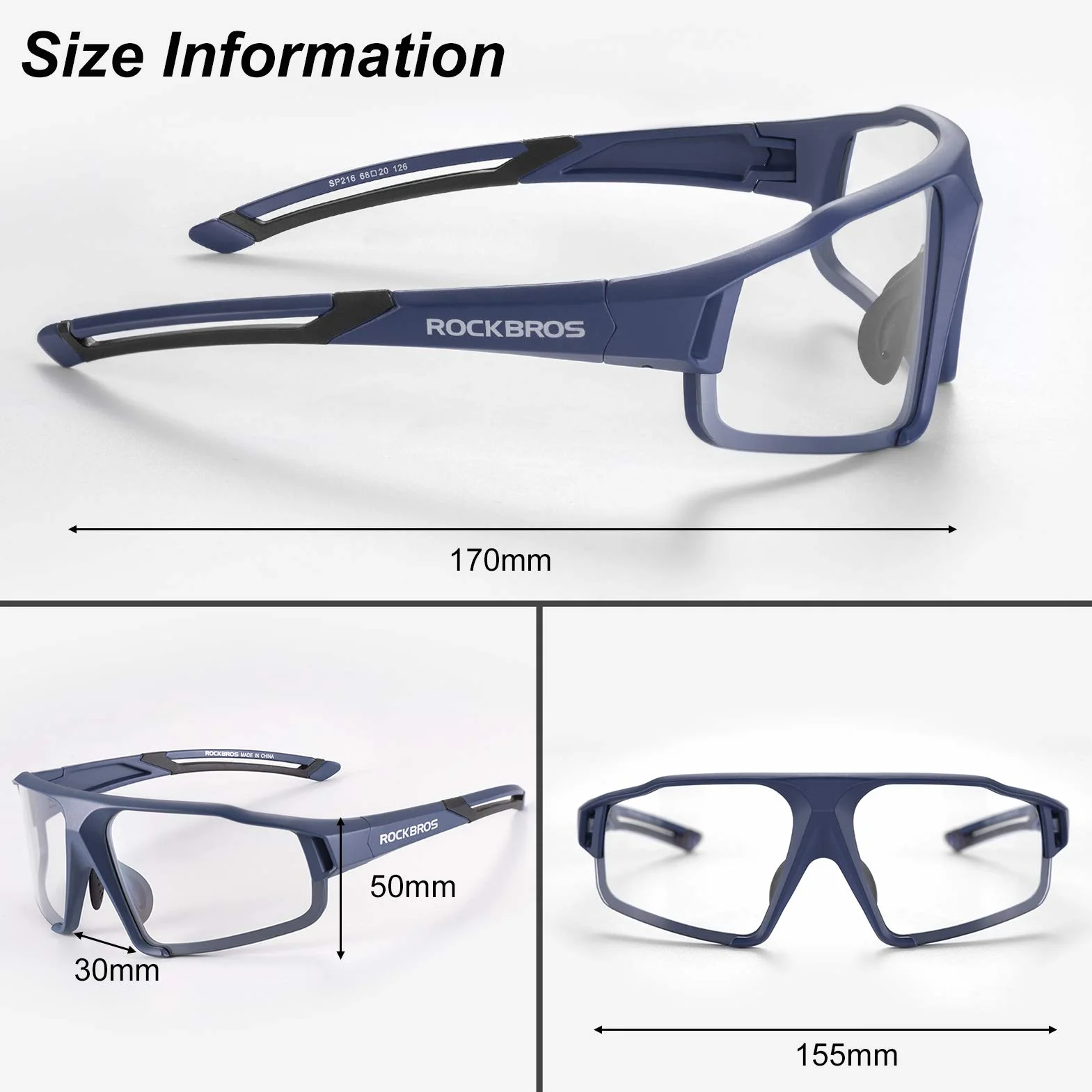 ROCKBROS Sportowe Okulary Przeciwsłoneczne Fotochromowe Rowerowe UV400