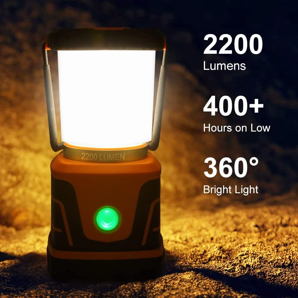 Flintronic Lampa kempingowa LED, 2200 lm, akumulator 6000 mAh, lampa kempingowa LED, IP54, 4 tryby świecenia, możliwość ściemniania, lampa awaryjna zasilana bateriami, na kemping, w sytuacjach