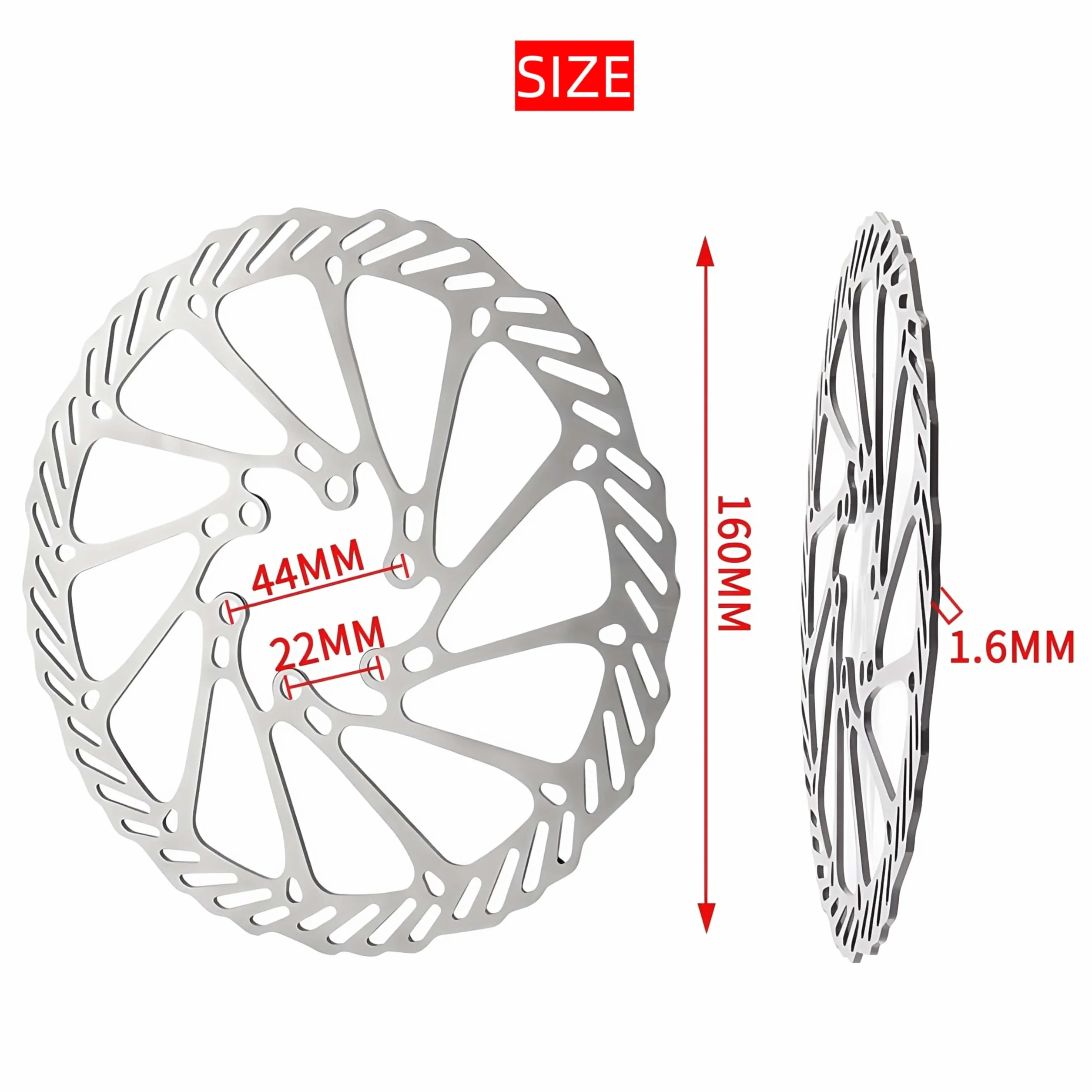 TRKIMAL Zestawy tarcz hamulcowych 140/160/180 mm 2 opakowania przednich i tylnych ze stali nierdzewnej z 12 śrubami do rowerów szosowych, górskich i BMX MTB(160 mm Disc Plates B)