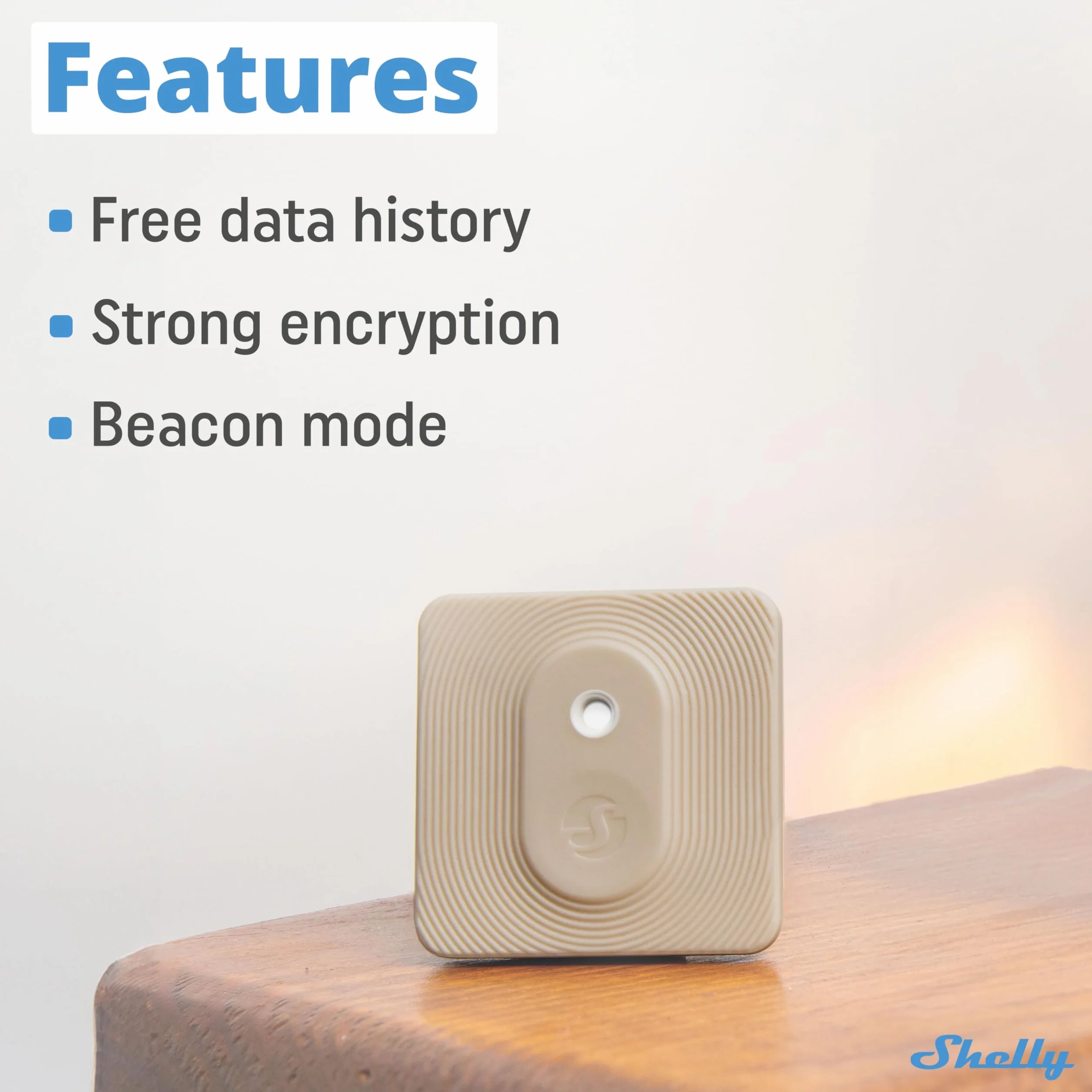 Shelly BLU H&T Mocha - czujnik temperatury i wilgotności Bluetooth, inteligentny termometr i higrometr wewnętrzny/zewnętrzny, stopień ochrony IP54, nie wymaga HUB-a, zdalne sterowanie