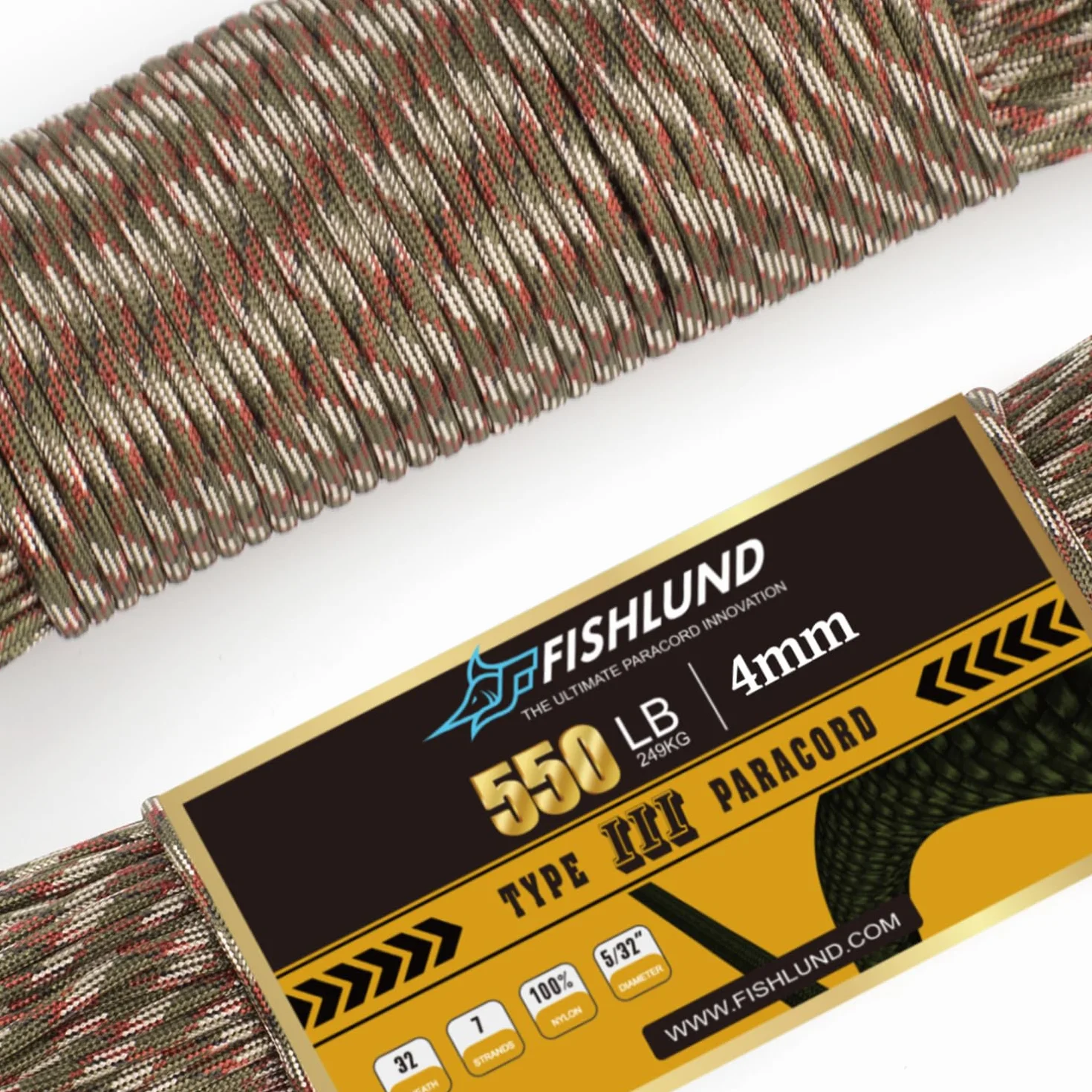 Paracord 550 lb 7-żyłowa lina spadochronowa typu III 100 stóp 4 mm nylonowa linka biwakowa Kamuflaż leśny
