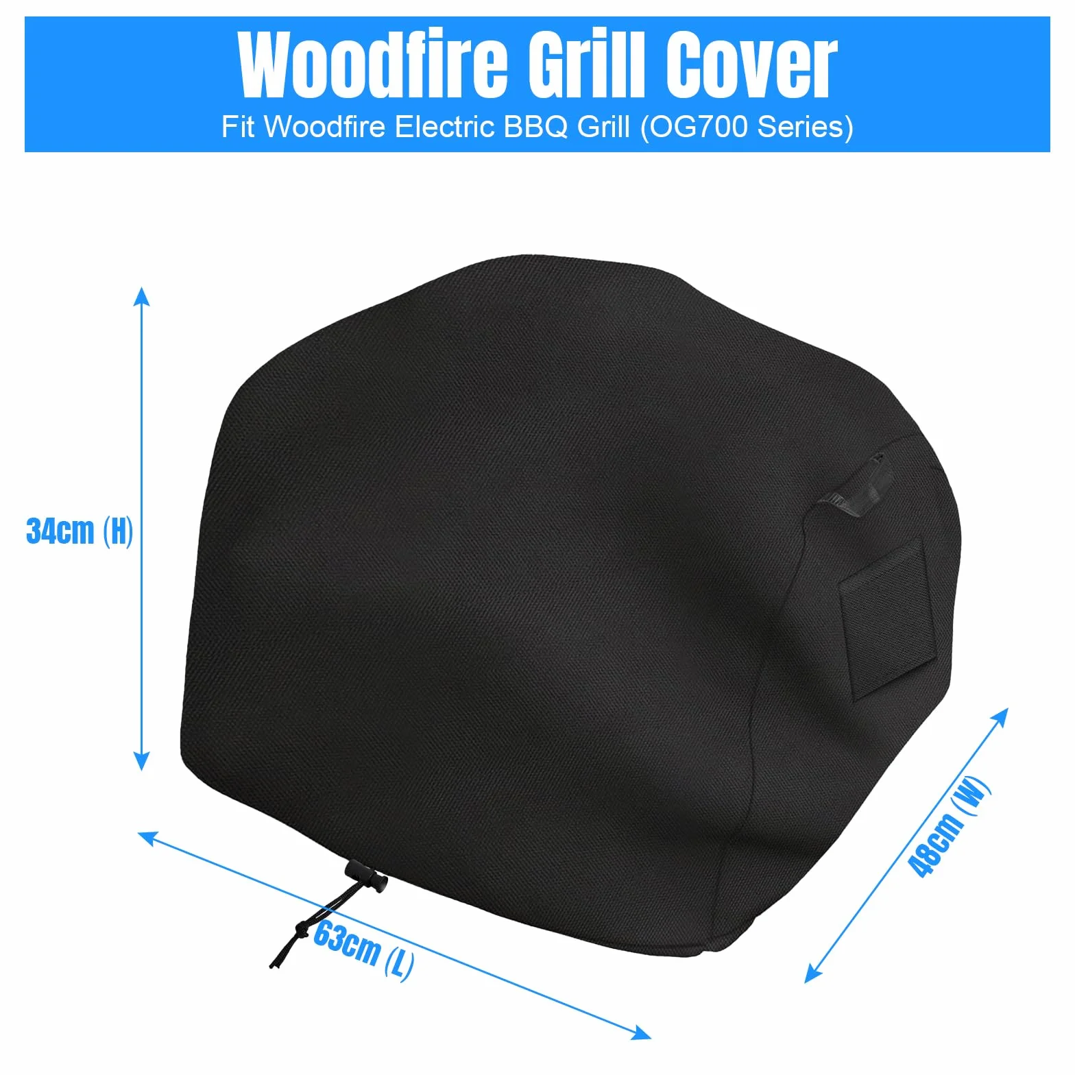 Pokrowiec na grill kompatybilny z Woodfire Electric BBQ Grill (seria OG700), wodoodporny materiał Oxford 600D, odporny na blaknięcie, odporny na warunki atmosferyczne, ze sznurkiem, otwór wentylacyjny