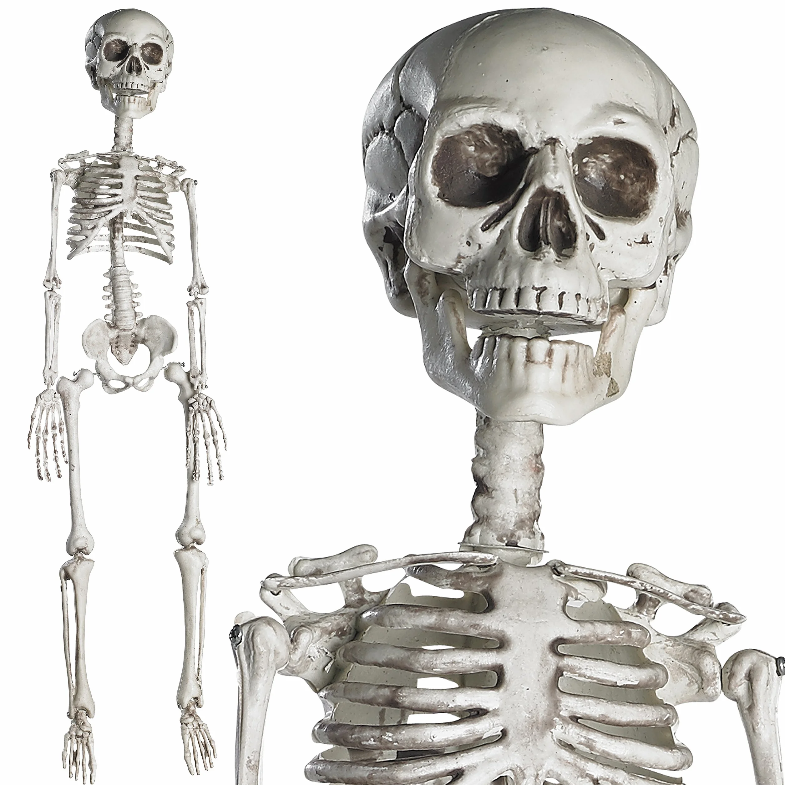 Prextex Szkielet na Halloween 76 cm – kompletny szkielet z ruchomymi przegubami, najlepsza dekoracja na Halloween, do zastosowania wewnątrz i na zewnątrz, do ogrody, na drzwi