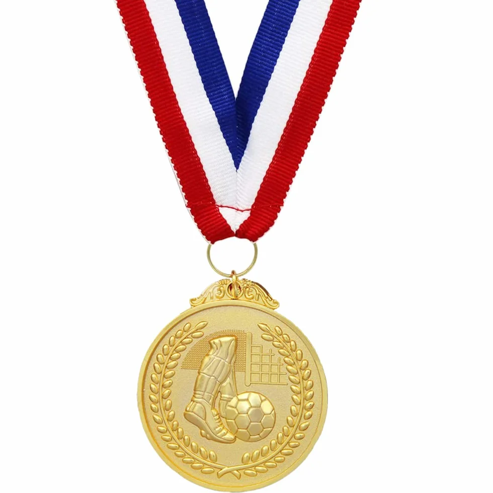 Medale olimpijskie złote 6 sztuk metalowe piłkarskie