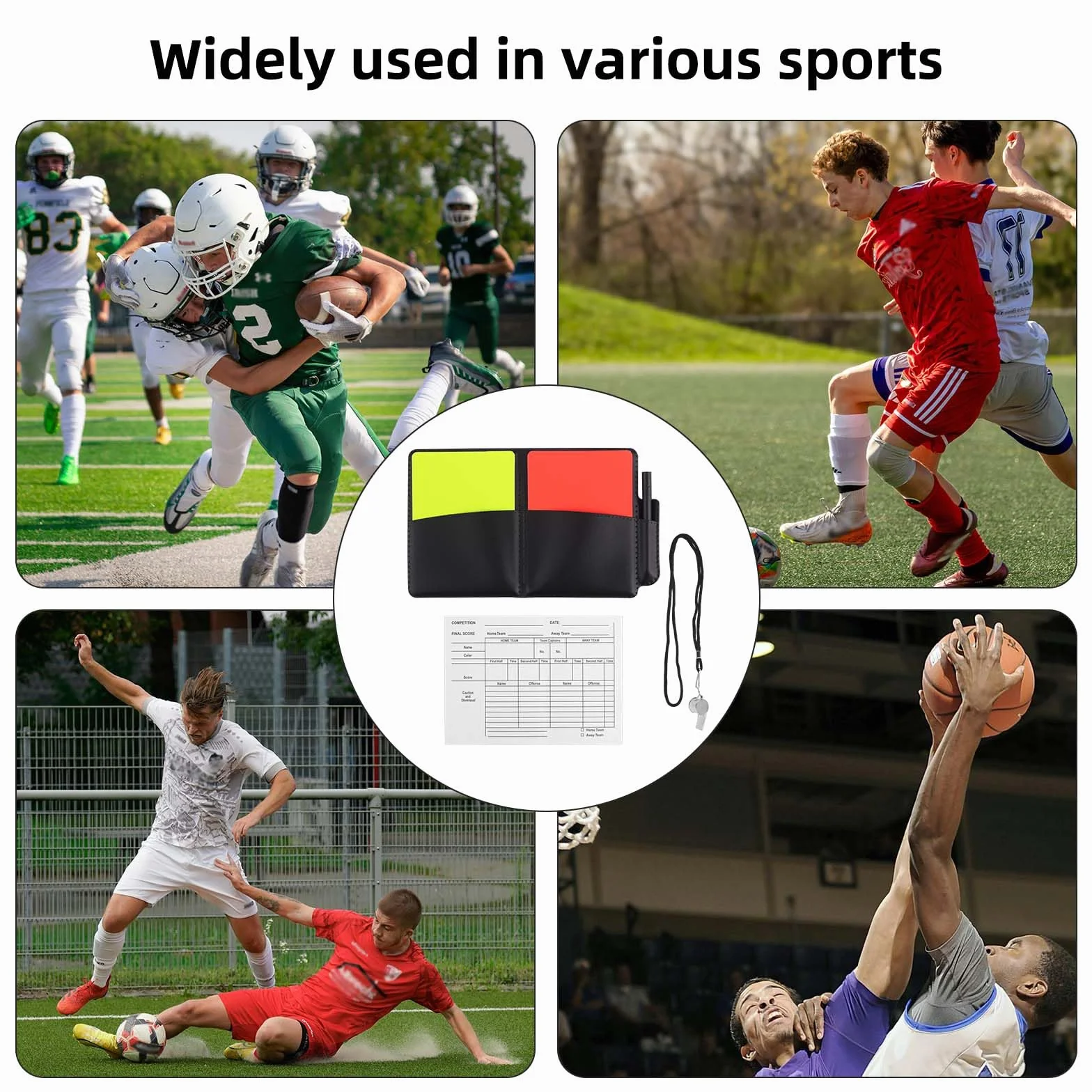 Gosknor Zestaw Sędziego Football, Zestaw Sędziego Soccer Zawiera Żółte, Czerwone Kartki, Głośny, Wyraźny Gwizdek Ze Smyczą, Papier do Zapisu, Ołówek, Uchwyt na Karty, dla Trenerów Sędziów i Ratowników