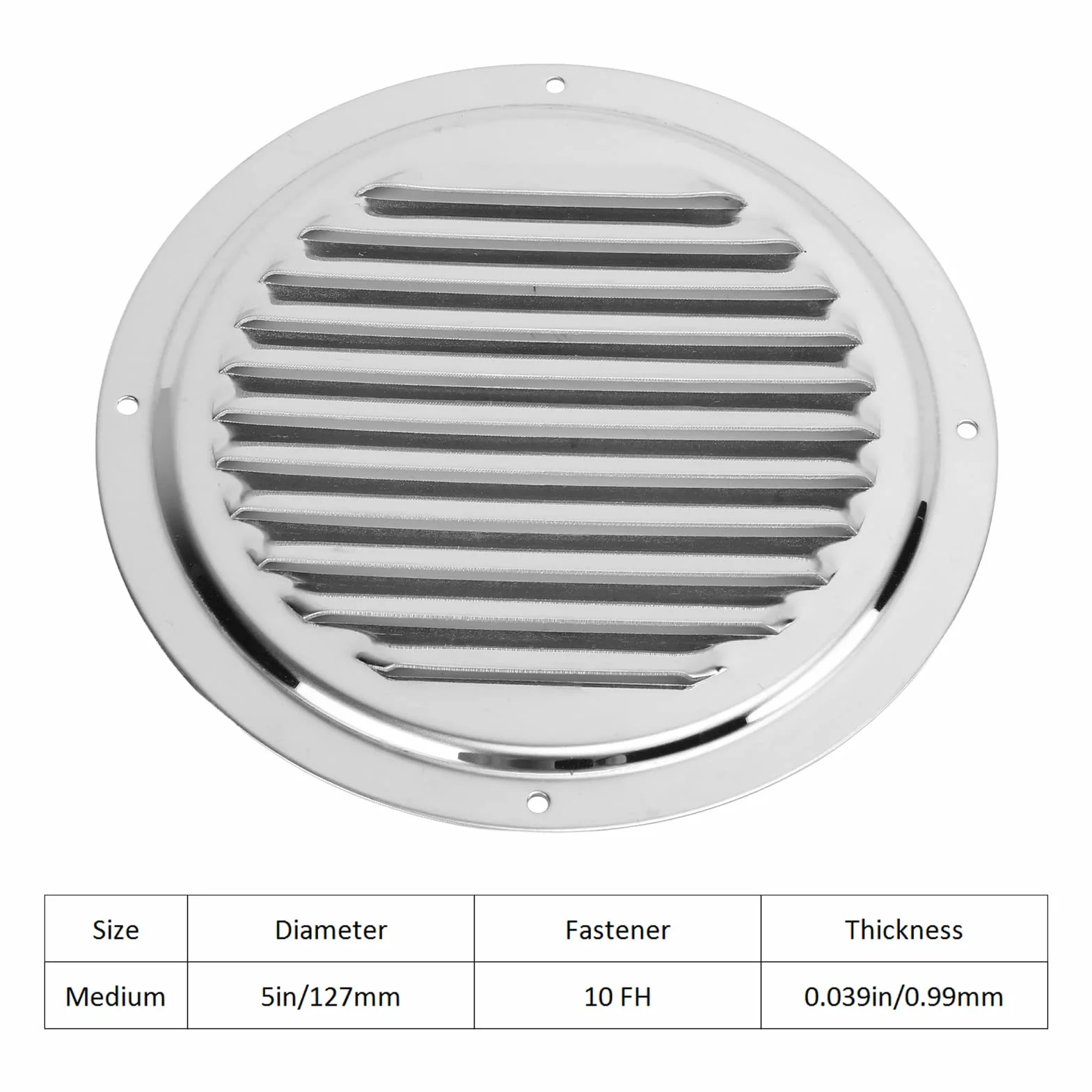 Qiilu Żaluzje Wentylacyjne Marine Air Vent 304 Stal Nierdzewna 5 cali Akcesoria do Łodzi Jachtowych