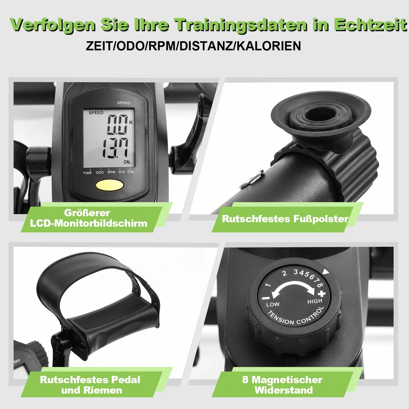 Mini magnetyczny trenażer rowerowy pod biurko z wyświetlaczem LCD