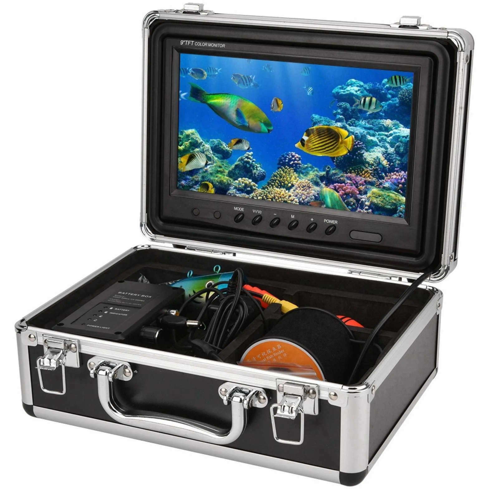 Fish Finder 9-calowy duży ekran podwodna kamera wędkarska HD 1000TVL zestaw bateria 4500 mAh
