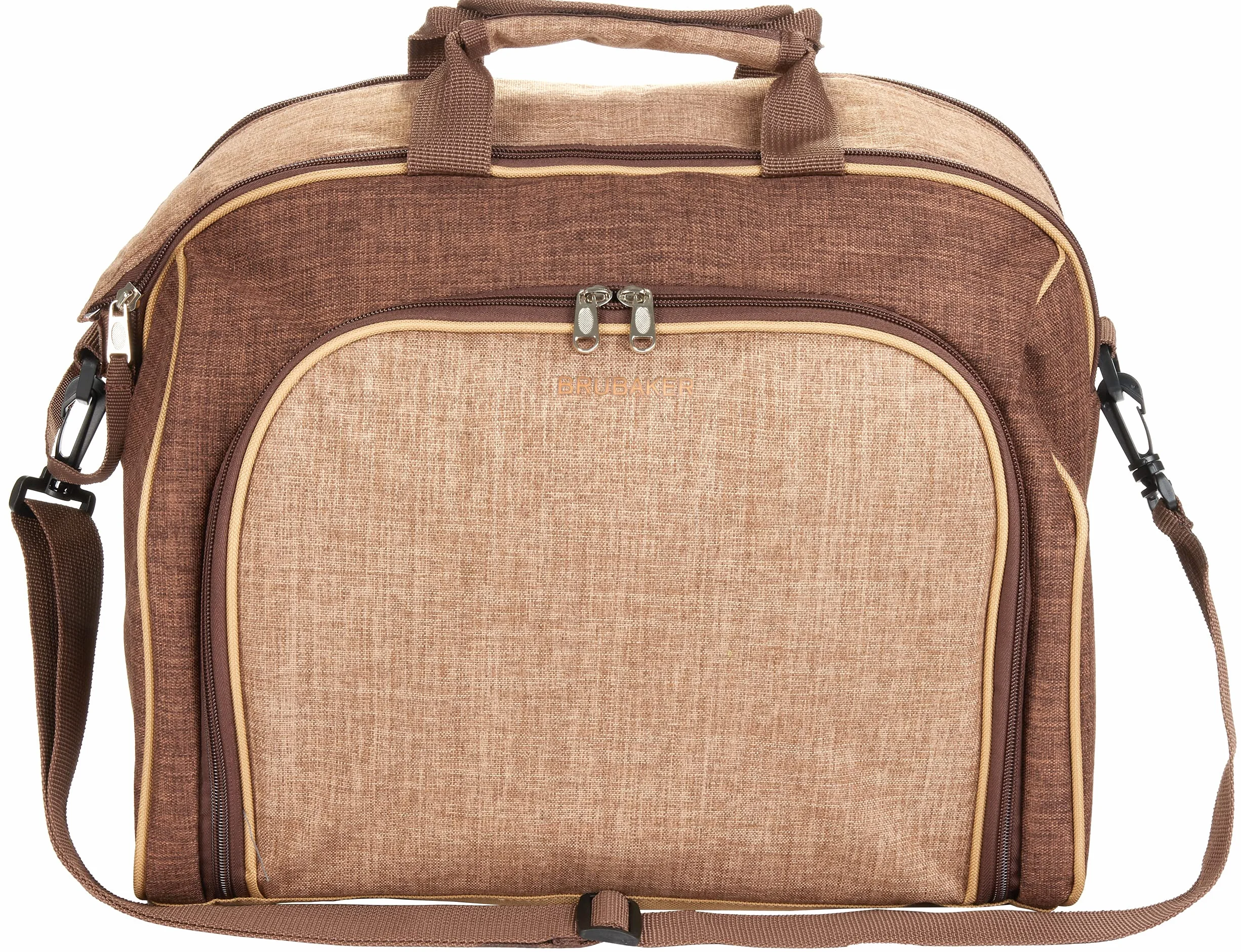 Brubaker Torba piknikowa dla 4 osób z komorą chłodzącą – przenośna jako torba na ramię lub torba na ramię – brązowa 38 × 30 x 21,5 cm