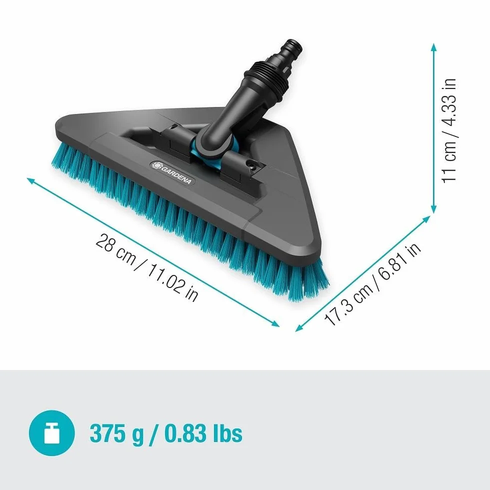 Gardena Szczotka do trzonka Cleansystem hard flex: do czyszczenia niewrażliwych powierzchni, trójkątny kształt, twarde włosie, połączenie z Cleansystem, do większych powierzchni (18814-20)