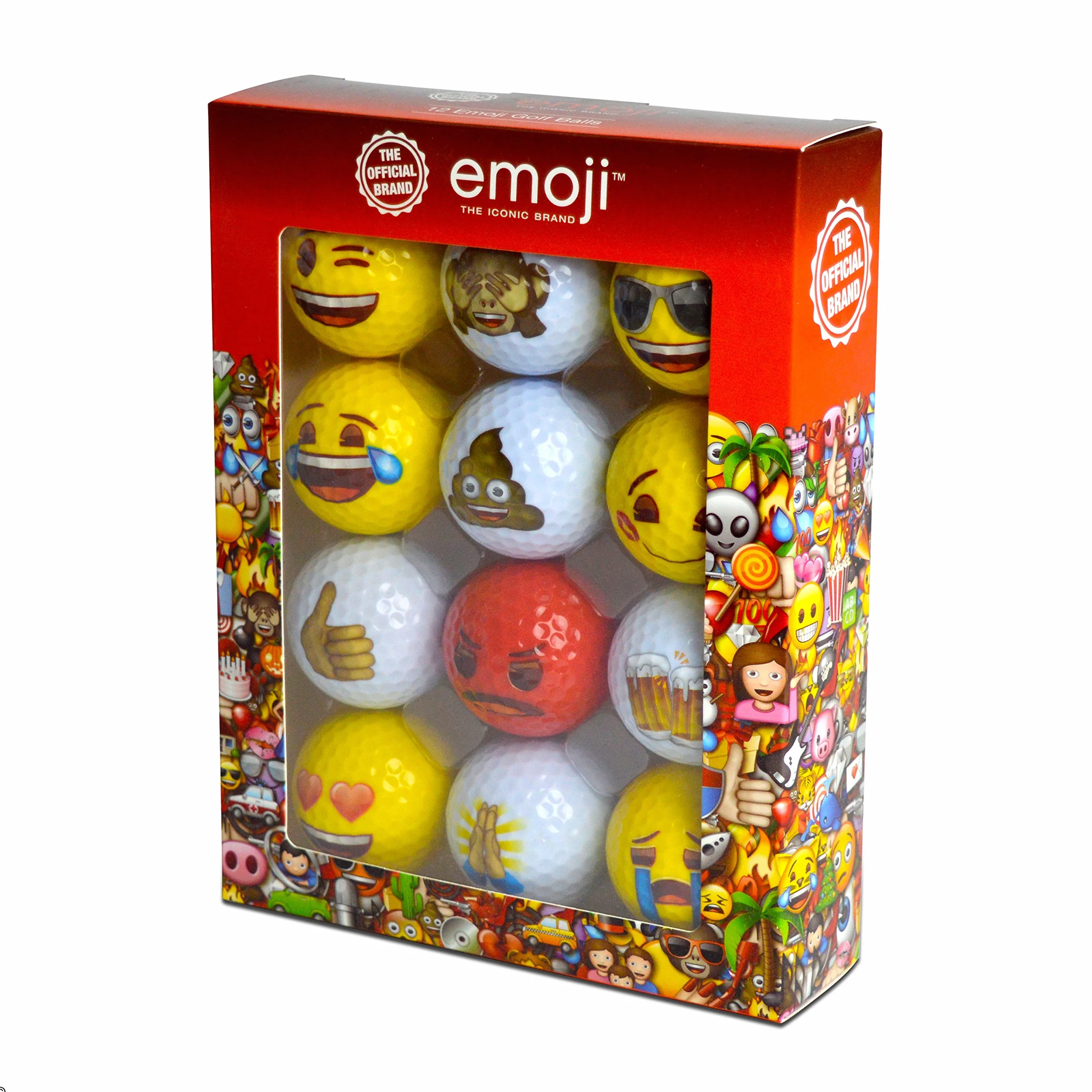 Second Chance Unisex – oficjalne piłki golfowe Emoji (opakowanie 12 sztuk), czerwone, rozmiar uniwersalny