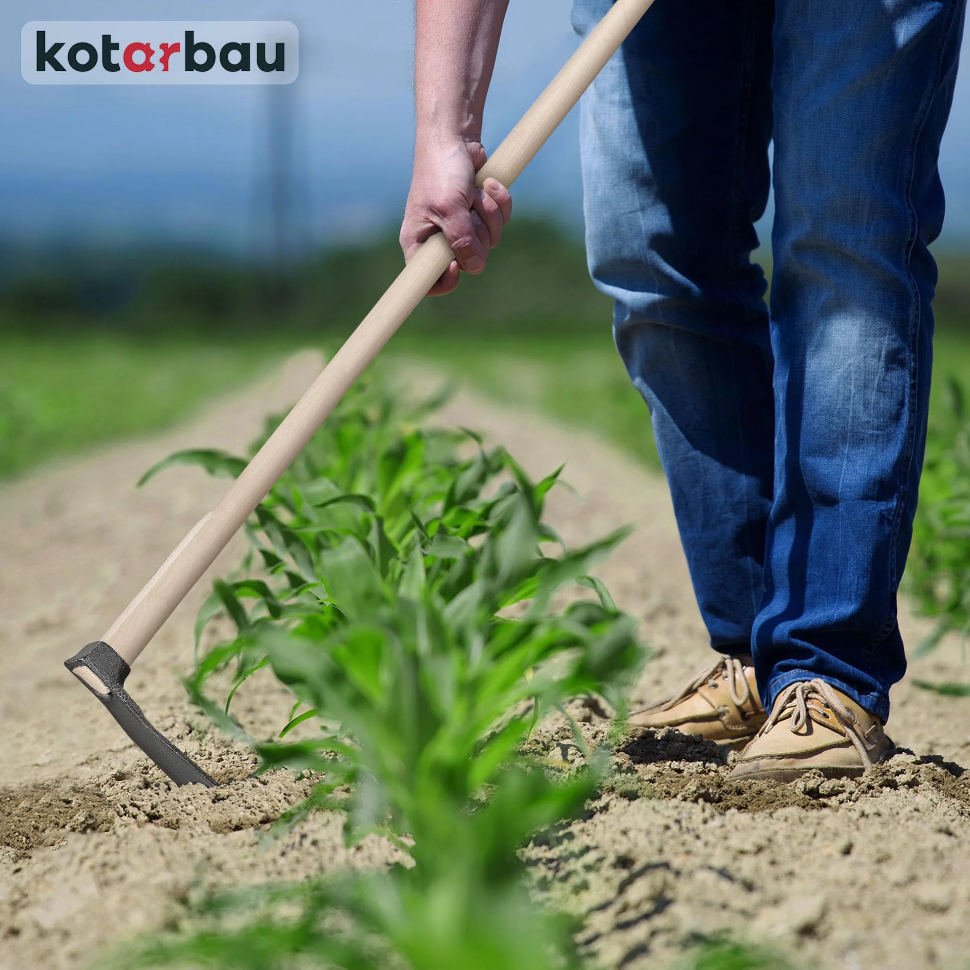 KOTARBAU® Motyka ogrodowa 23 cm z trzonkiem 120 cm z drewna, motyka do chwastów, motyka ogrodowa, narzędzie do przesadzania, pielenia, pielęgnacji ogrodu, narzędzia ogrodowe, narzędzia ogrodowe