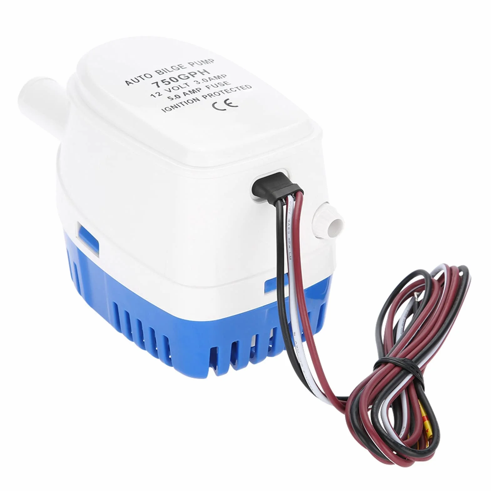 Automatyczna Pompa Zęzowa Elektryczna 12V z Wyłącznikiem Pływakowym, Filtrem Siatkowym, Szybkozłączką, Zatapialna do Łodzi