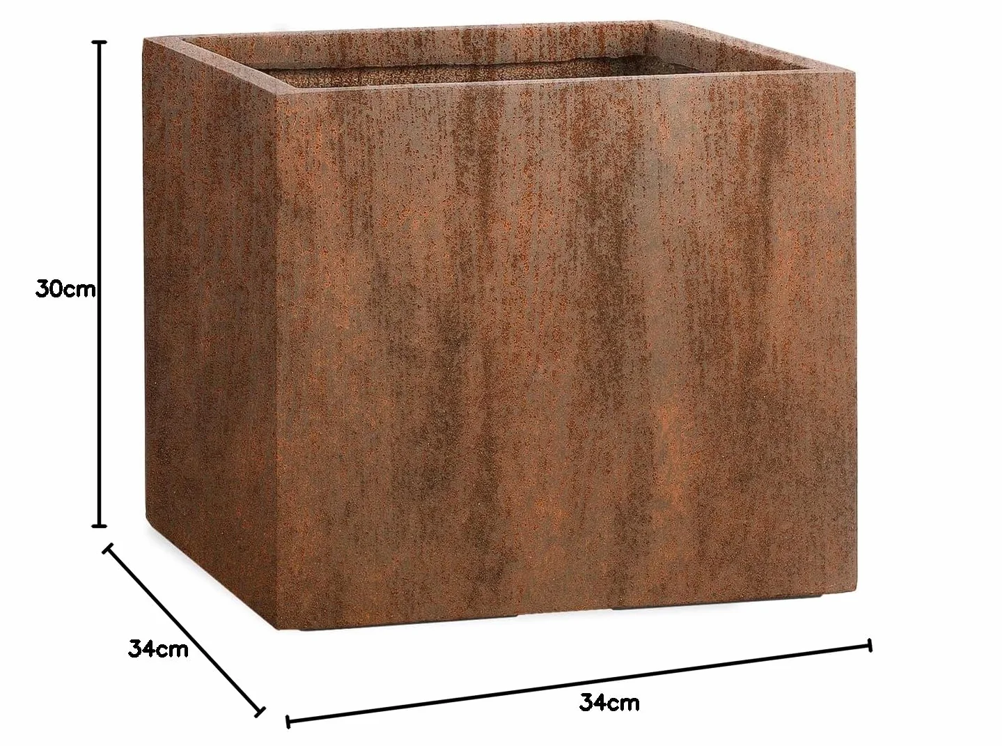Pflanzwerk® Donica na rośliny z włókna szklanego Cube rdzawa brązowa 30 x 34 x 34 cm XXL *odporna na mróz * ochrona przed promieniowaniem UV * * * produkt wysokiej jakości