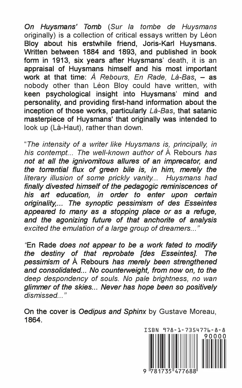 On Huysmans' Tomb: Critical reviews of J.-K. Huysmans and À Rebours, En Rade, and Là-Bas