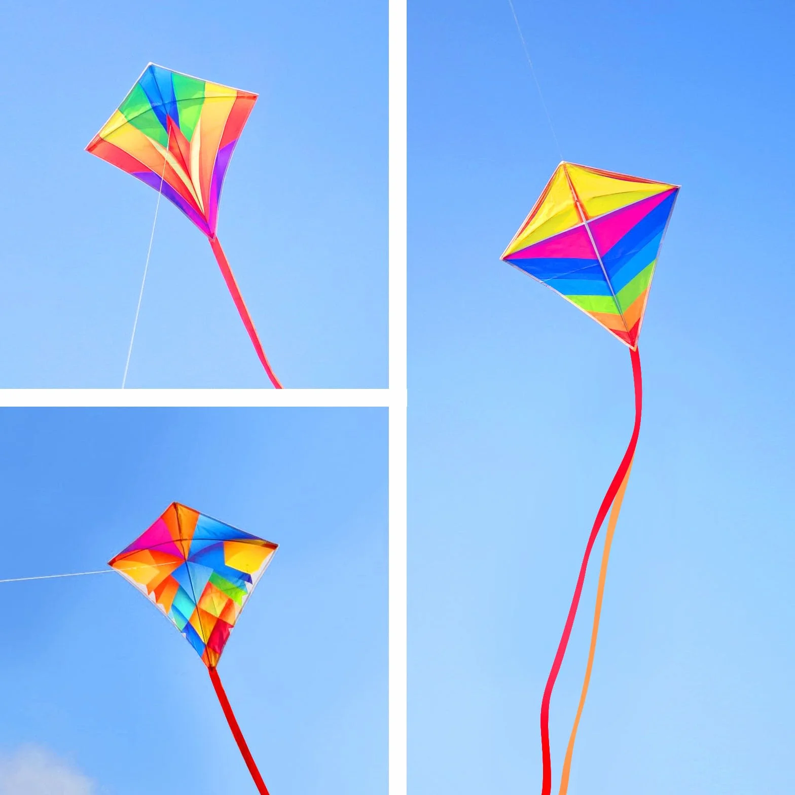 Simxkai Vibrant Diamond Kite Trio - kolorowy zestaw Easy-Fly do zabawy na świeżym powietrzu