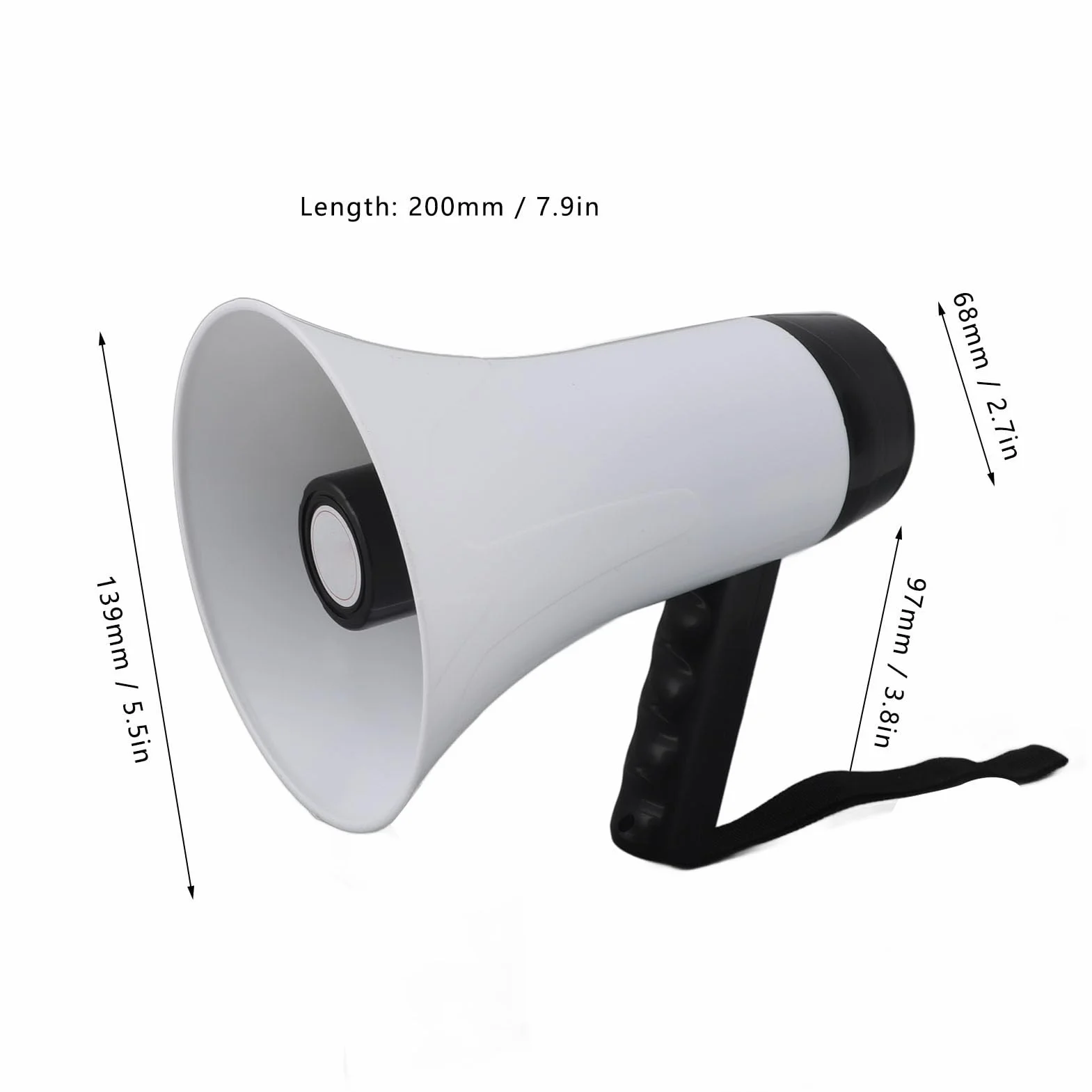 Ręczny Megafon o Mocy 30 W, Przenośny Megafon, Przenośny Głośnik Megafon, Syrena Bullhorn, Nagrywanie 300 S, 500 M, odległość Transmisji, 1500 MAh, Przenośny Megafon.