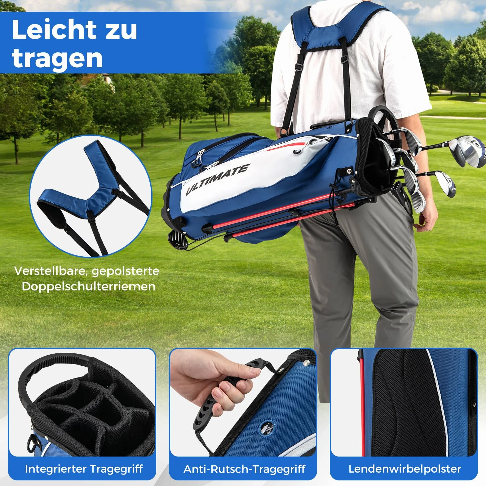 COSTWAY Kompletny zestaw męskich kijów golfowych, 9/11-częściowy zestaw kijów golfowych dla praworęcznych z osłoną przeciwdeszczową, zestaw do golfa z 1 Driver i 3 Fairway i 4 Hybrid & 6/7/8/9/P