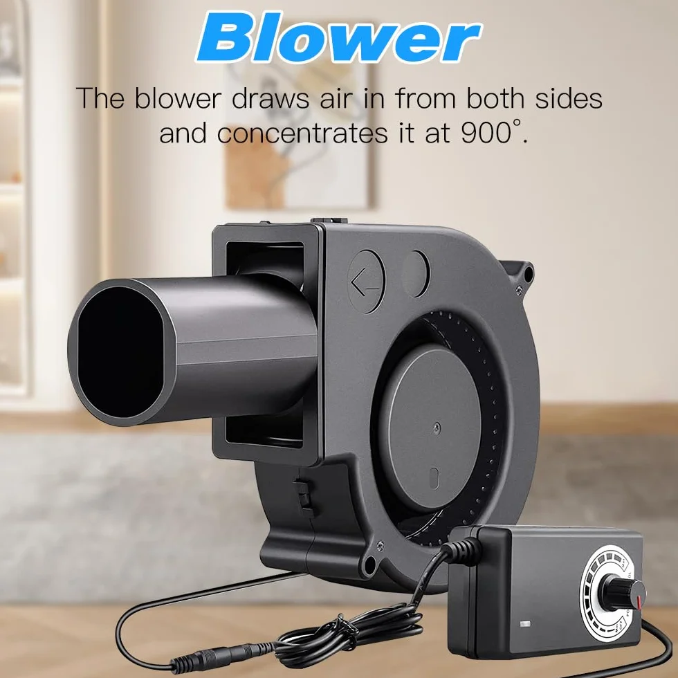 NAVESO Wentylator radiowy 12 V, wentylator turbinowy 12 V, wentylator turbo z regulatorem prędkości i wylotem powietrza, wentylator odśrodkowy, regulowany wentylator chłodzący do urządzeń BBQ