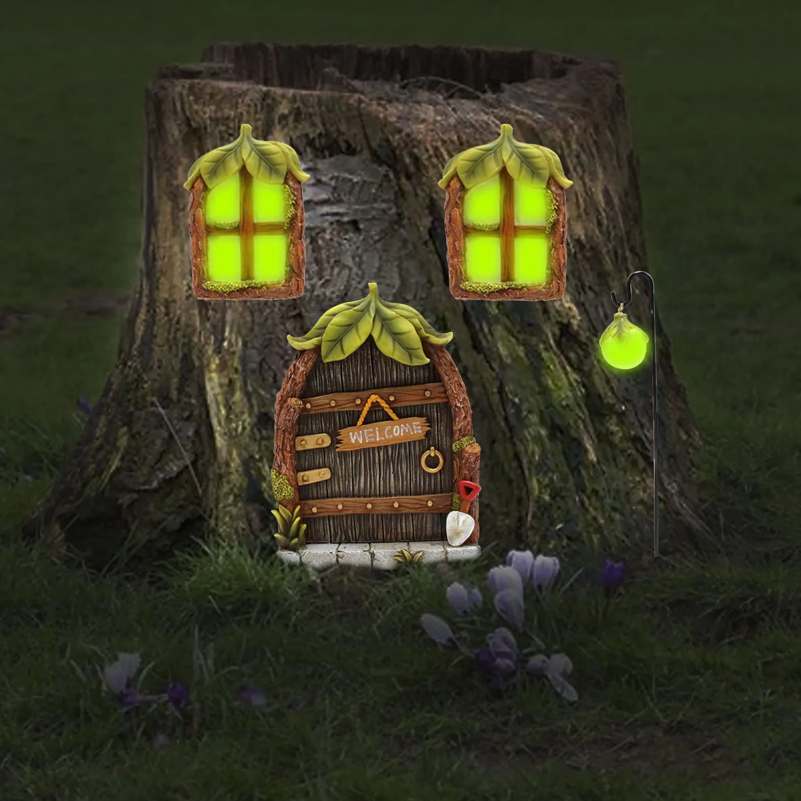 4 sztuki drzwi wróżek do ogrodu, dekoracja ogrodowa, miniaturowa dekoracja ogrodowa, drzwi i okna z żywicy, zawieszka, ogród wróżki, drzwi wejściowe, drzwi i drzwi, elf dom do rzeźby