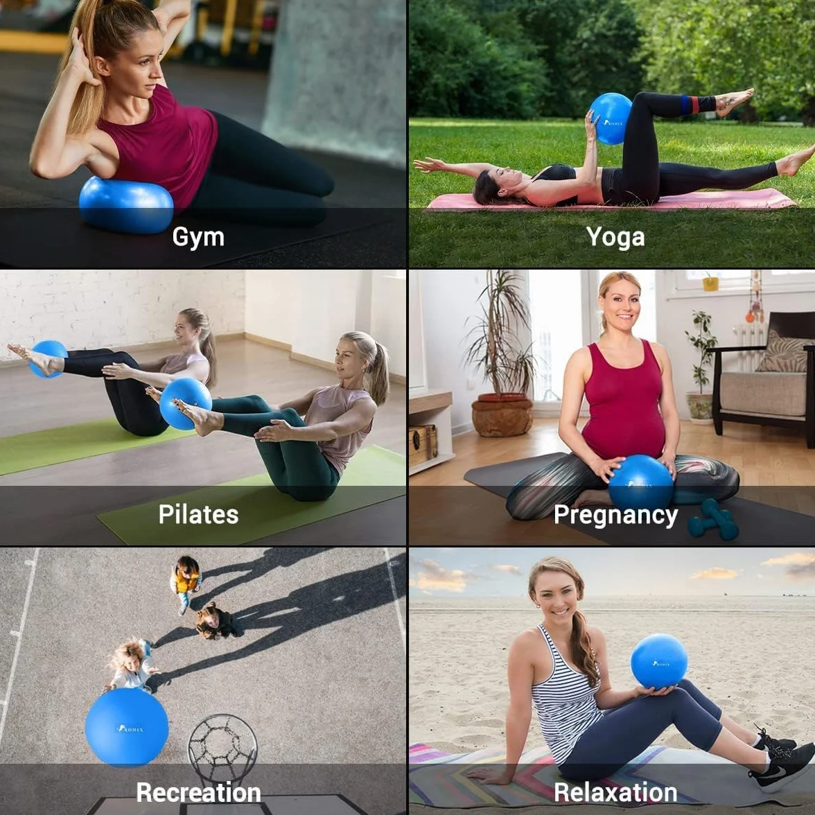 ROMIX Piłka do Pilatesu, 23cm Antypoślizgowa Piłka Gimnastyczna dla Fitness Stabilność, Anti-Burst Piłki Ćwiczeń do Jogi Barre Domu Siłownię Biura