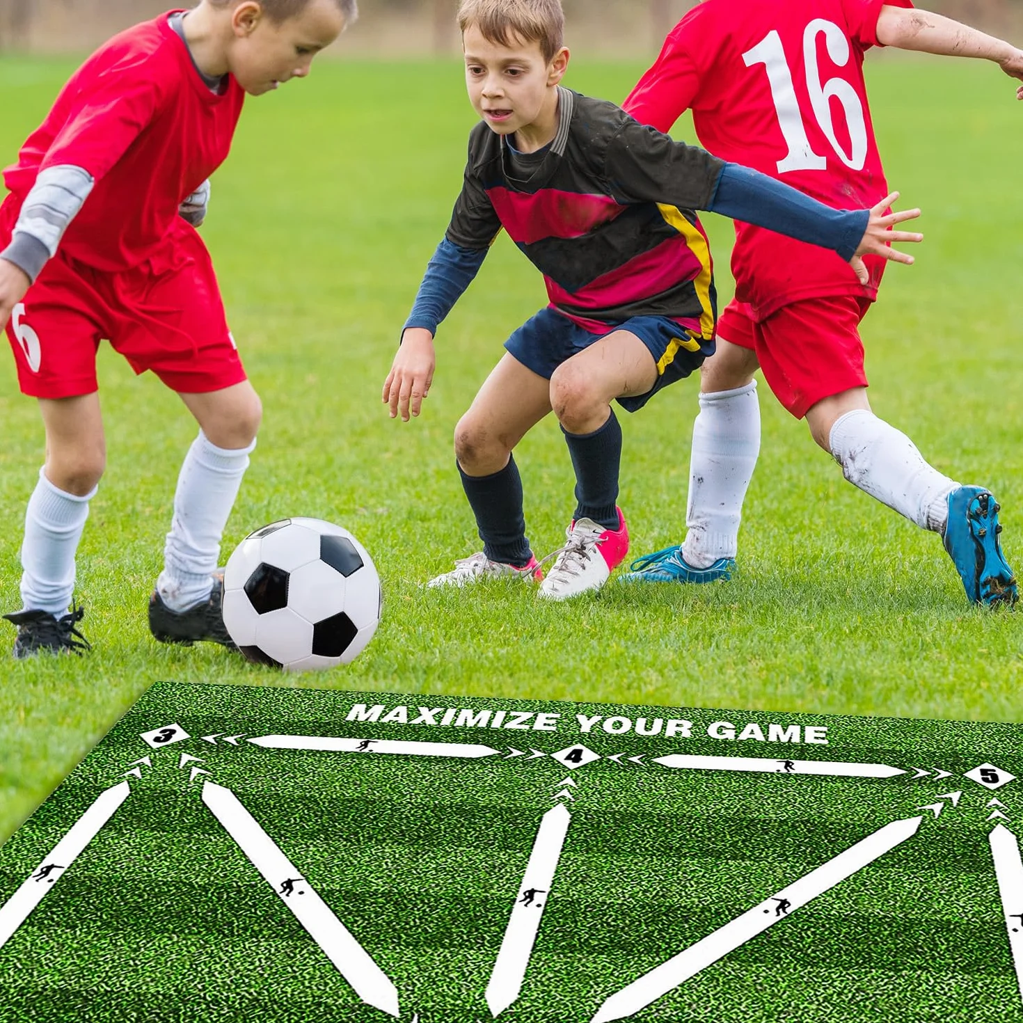 Mata treningowa do piłki nożnej, antypoślizgowa mata treningowa dla umiejętności piłki nożnej, antypoślizgowa, odporna na uderzenia, cicha mata sportowa do piłki nożnej, mata treningowa dla dzieci