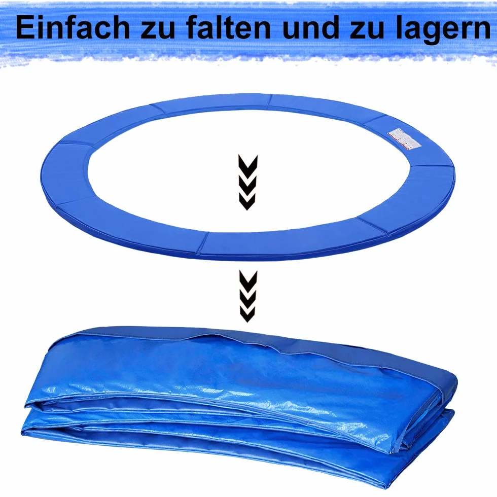 UISEBRT Osłona krawędzi trampoliny, Ø 244 cm, 305 cm, 366 cm, osłona sprężyn, odporna na działanie promieni UV, odporna na rozerwanie, akcesoria do trampoliny, mata ochronna, niebieska