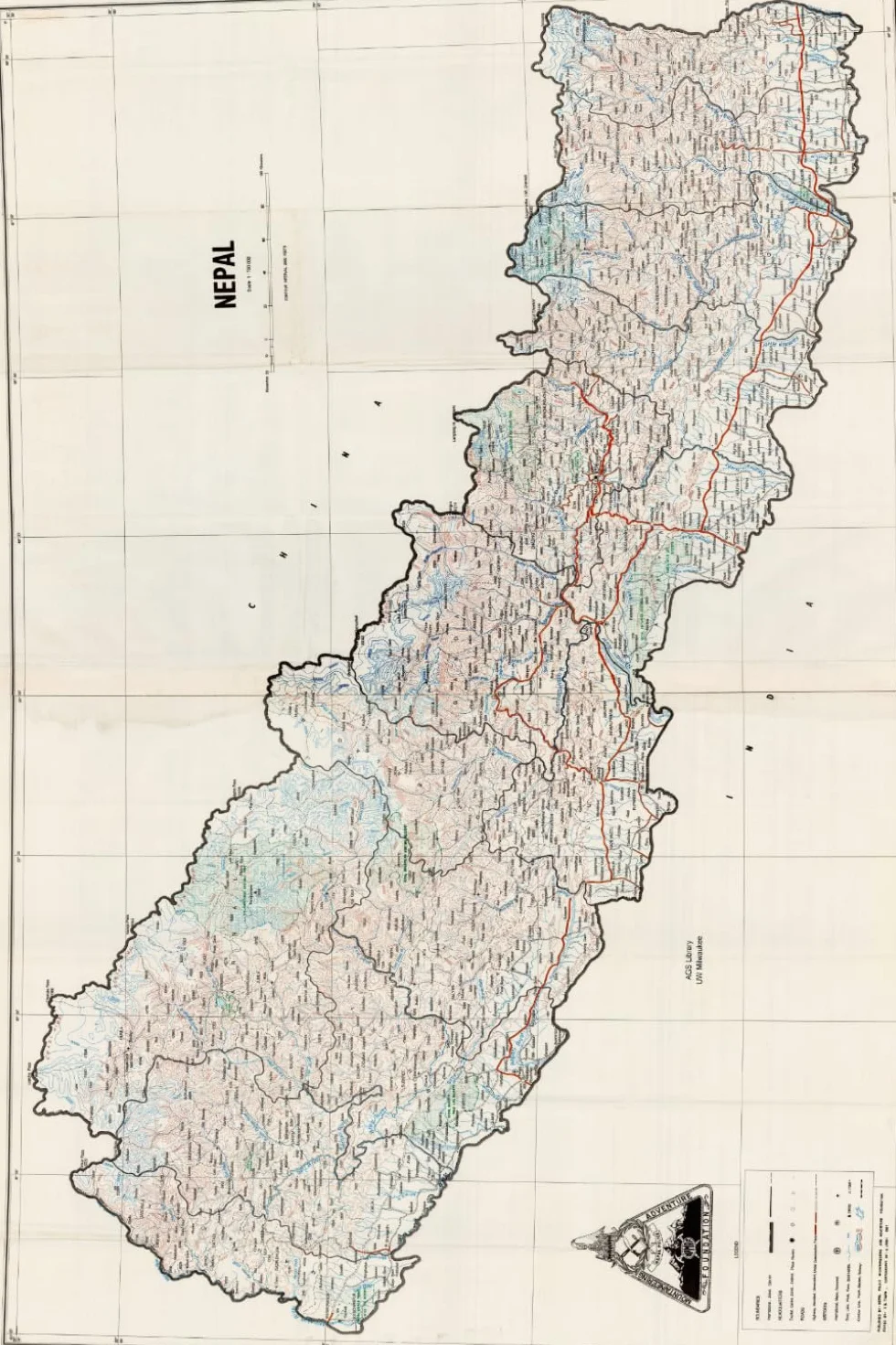 Nepal Map Journal: Vintage Map Notebook