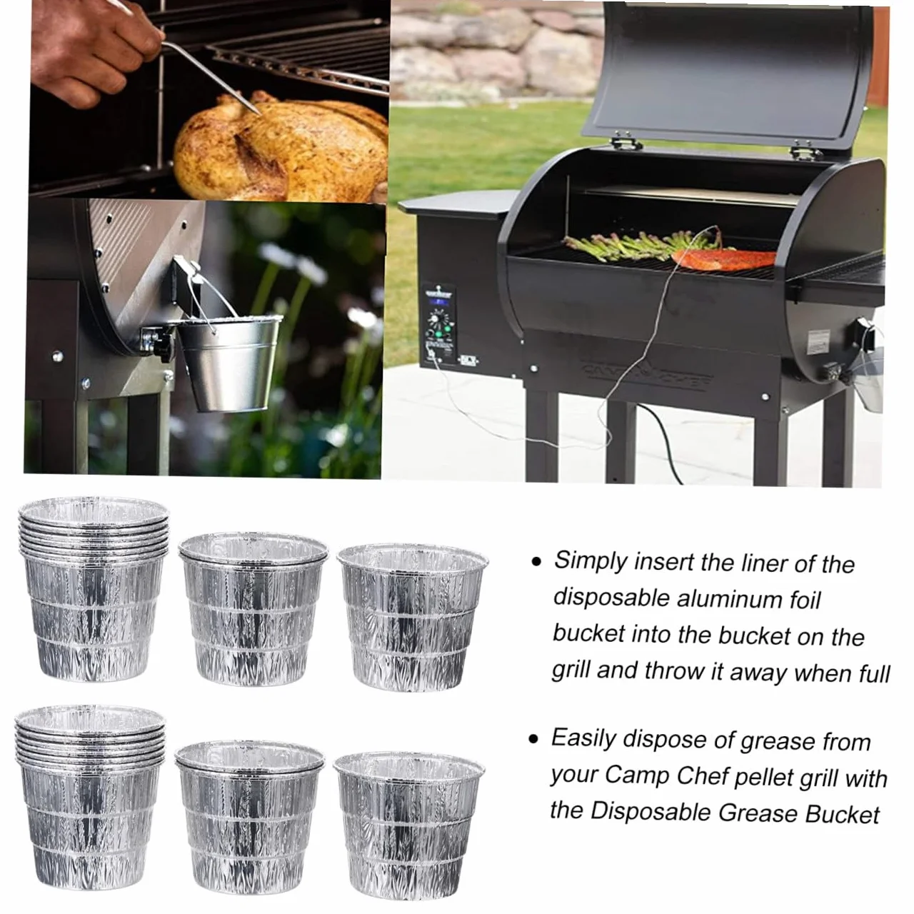 12 Szt. Sztuk Wkładek Do Wiadra Tłuszcz z Ocynkowanej Folii Aluminiowej Elastyczne Wyściółki Do Grilla Bbq Trwałe i Łatwe Użyciu Imprezy Kempingi i Domowe Grillowanie