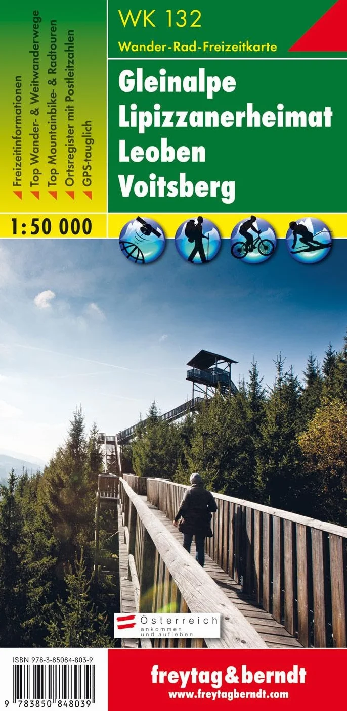 **gleinalpe leoben voitsberg: Wandel- en fietskaart 1:50 000: WK 132