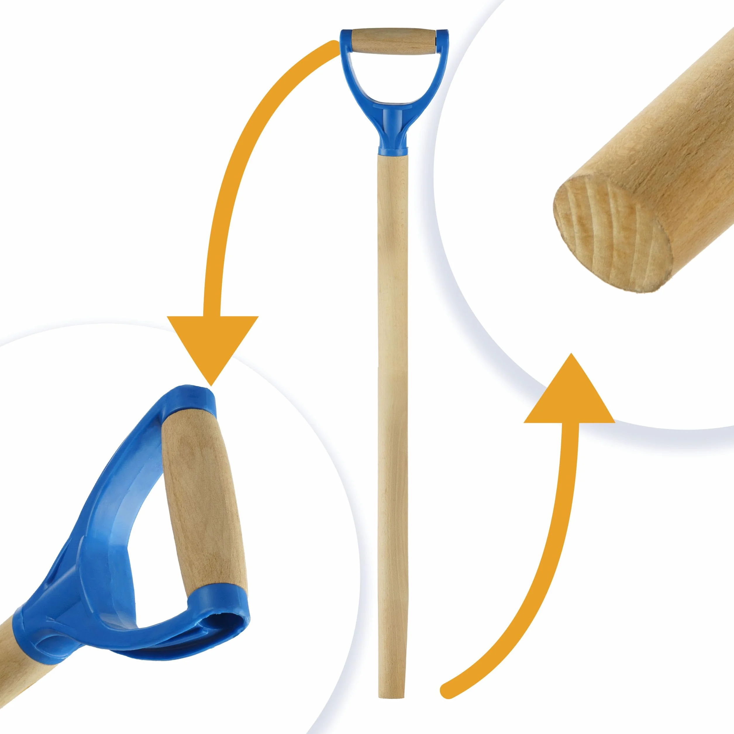Trzonek Drewniany 100 cm, Styl do Łopaty, Szpadla, Trzon z Drewna Bukowego z Rączką, Trwały i Wytrzymały Trzon Wymienny Styl Trzon Kij Do Szpadla ("Y", plastik, 100 cm)