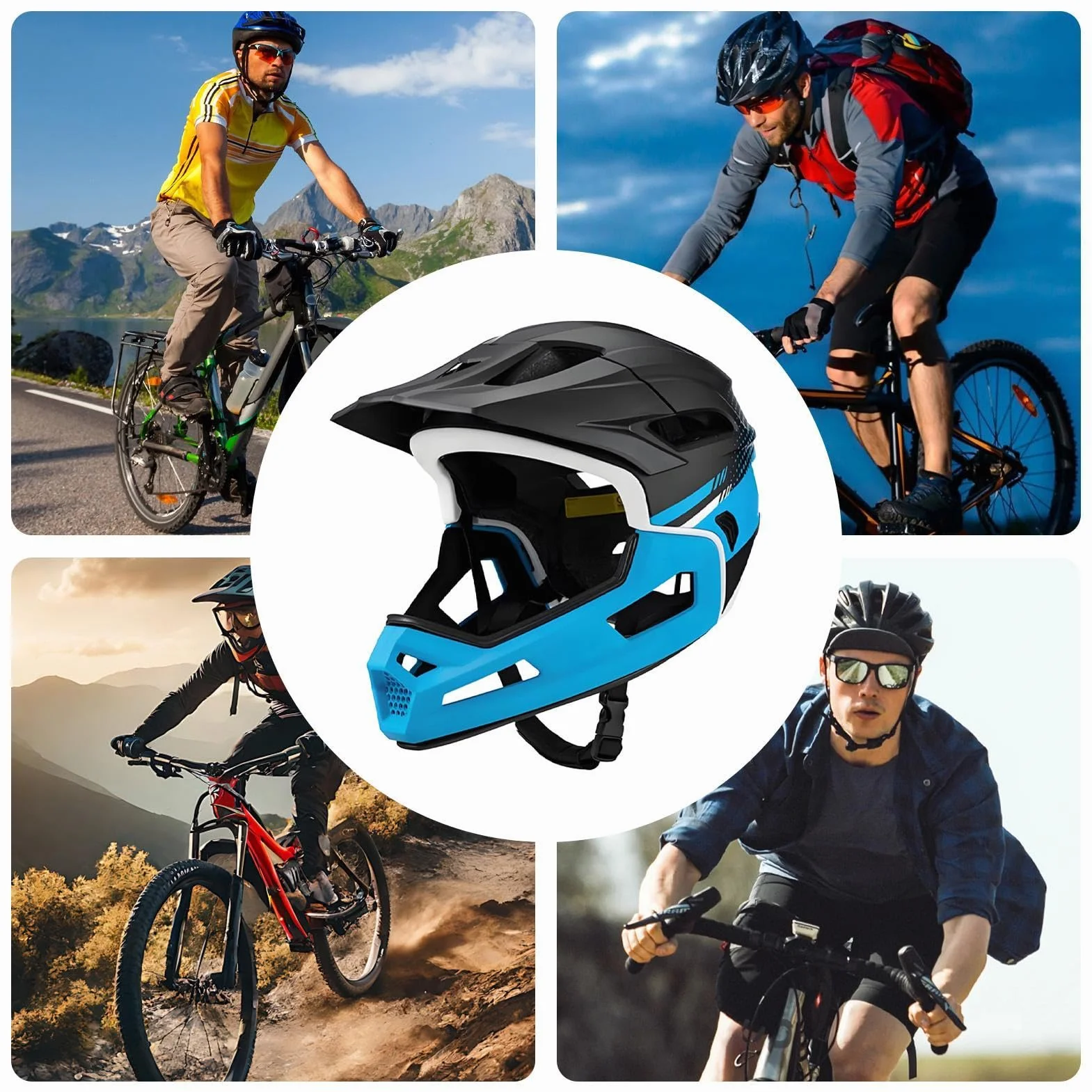 Kask Rowerowy Pełna Twarz Wentylowany Dla Dorosłych Ochrana Głowy Absorbcja Wstrząsów