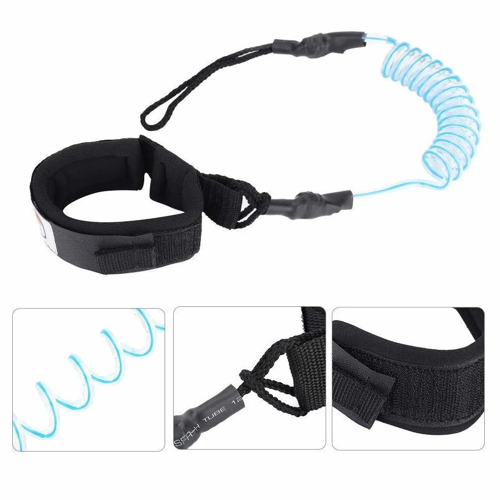 Leash do deski surfingowej SUP 5 mm zwijany spiralny niebieski