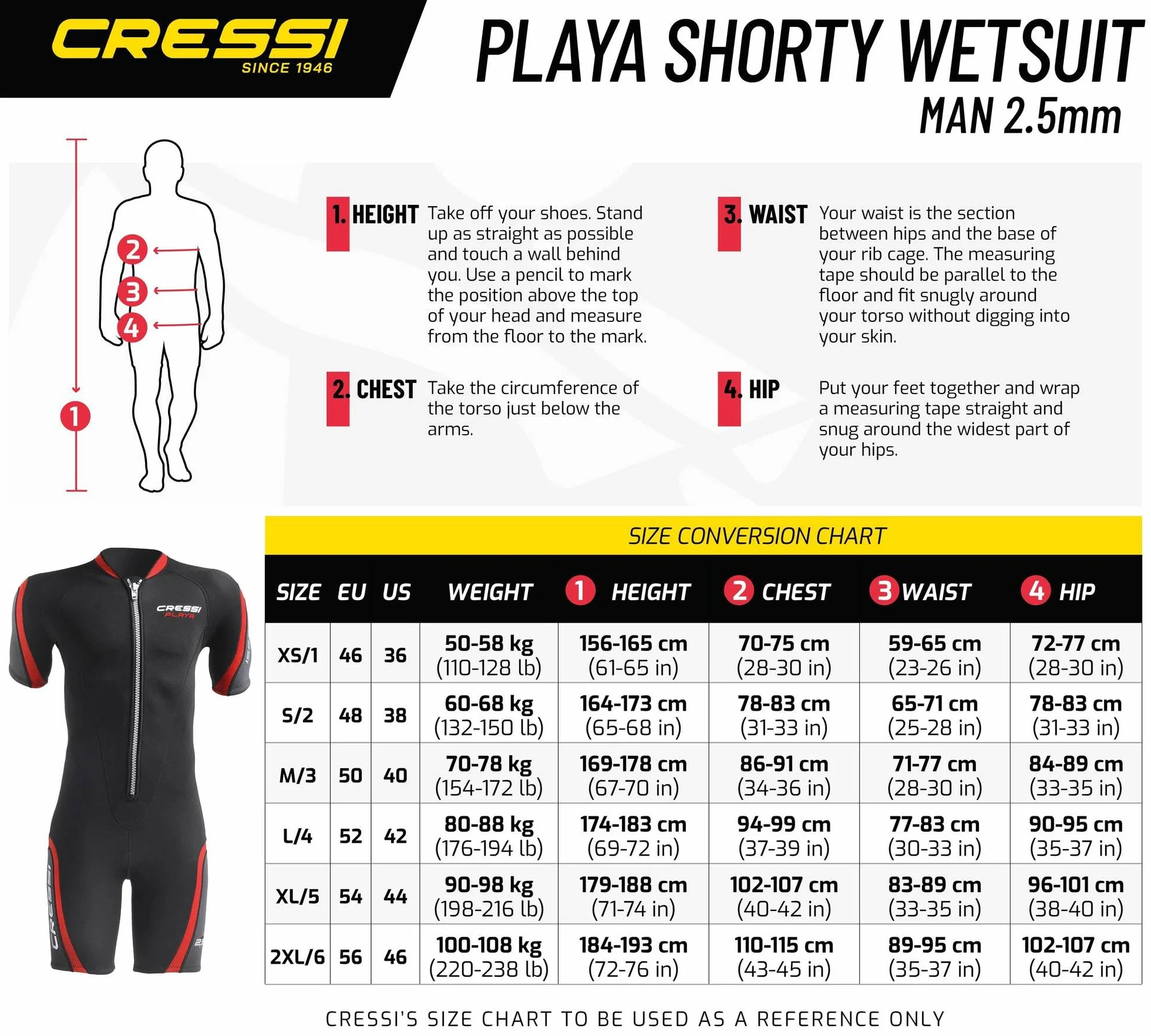 Cressi Playa Man 2,5 mm - Shorty Premium Neopren High Stretch 2,5 mm kombinezon neoprenowy dla mężczyzn