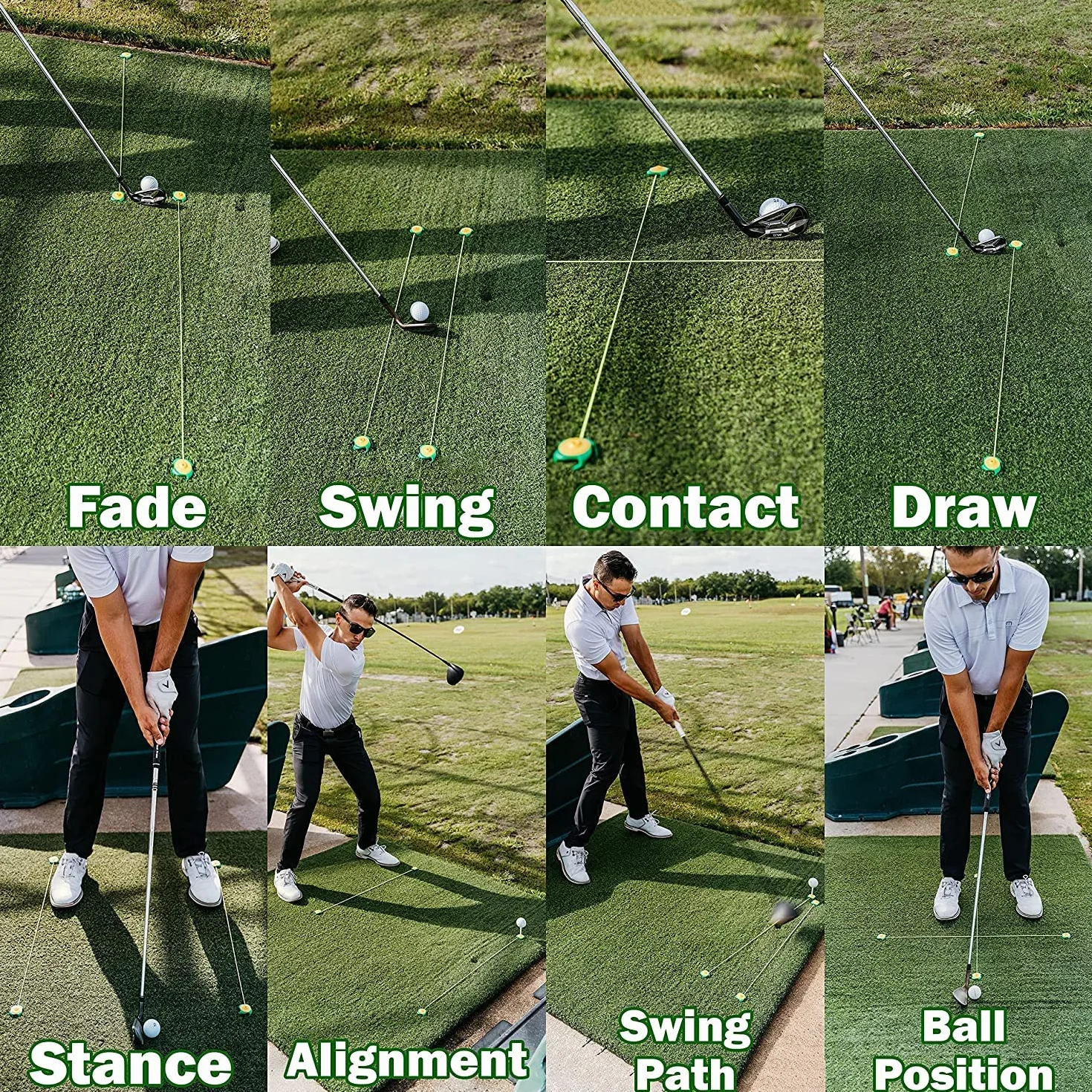 Tee Claw Zestaw pomocniczy do treningu golfowego, uchwyt na koszulkę ze sztucznej murawy i pomoc treningowa (biały/czarny, 4-pak)