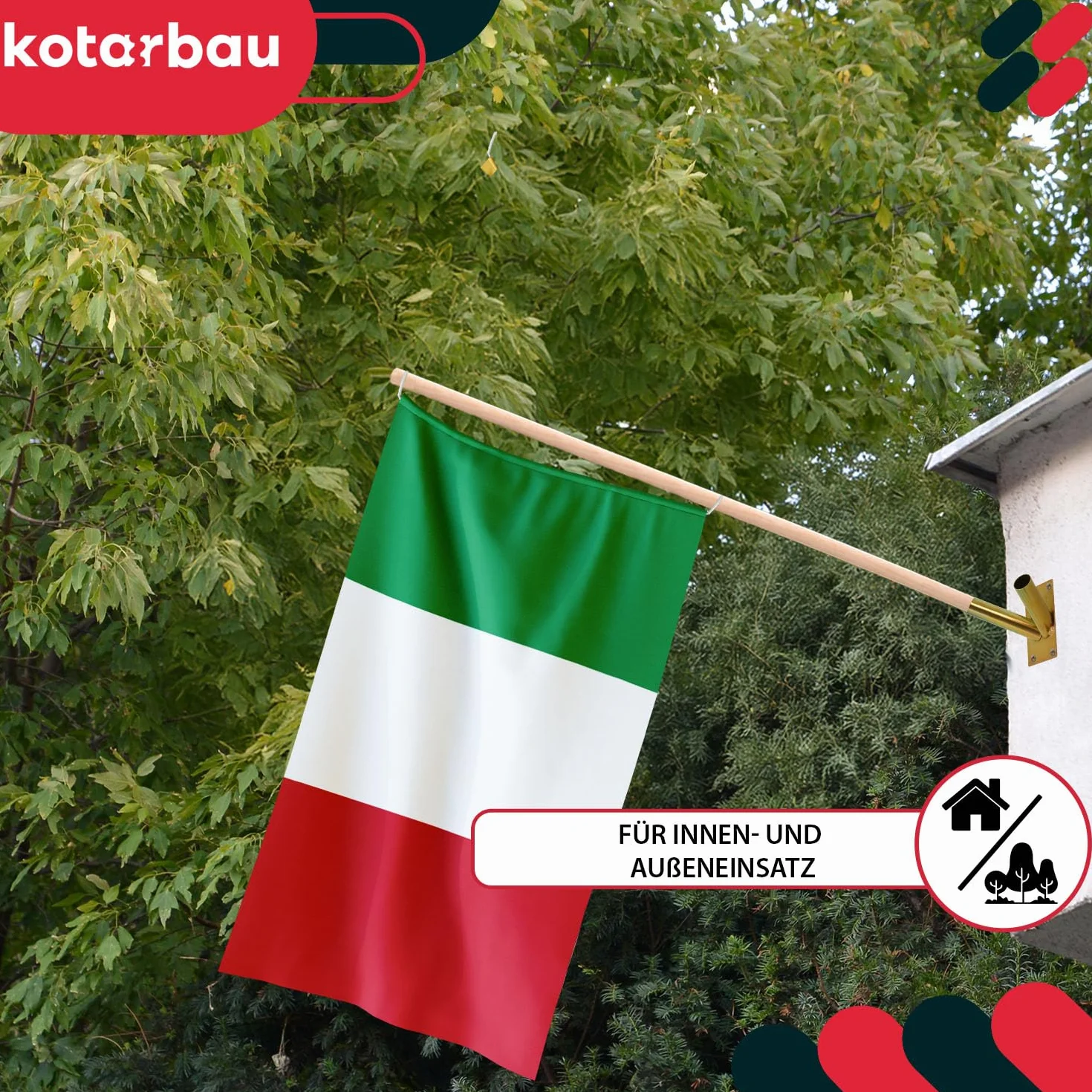 KOTARBAU® Uchwyt na flagę, 2-krotny, śruby, uchwyt na maszt flagowy, chorągiewka, uchwyt do mocowania na ścianie, ocynkowany, żółty