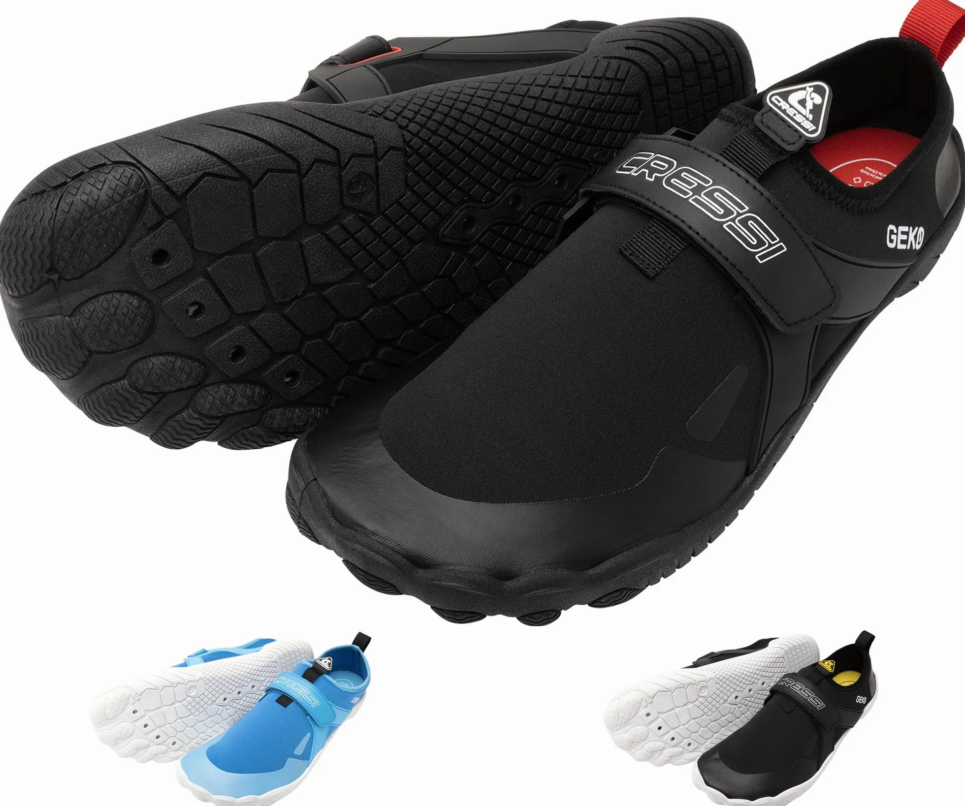 CRESSI Buty Geko Black/Red 43 - Unisex Rock Shoe Idealne do wciągających wrażeń w środowisku wodnym z bezpośrednim połączeniem z dnem morskim, czarne/czerwone, 43