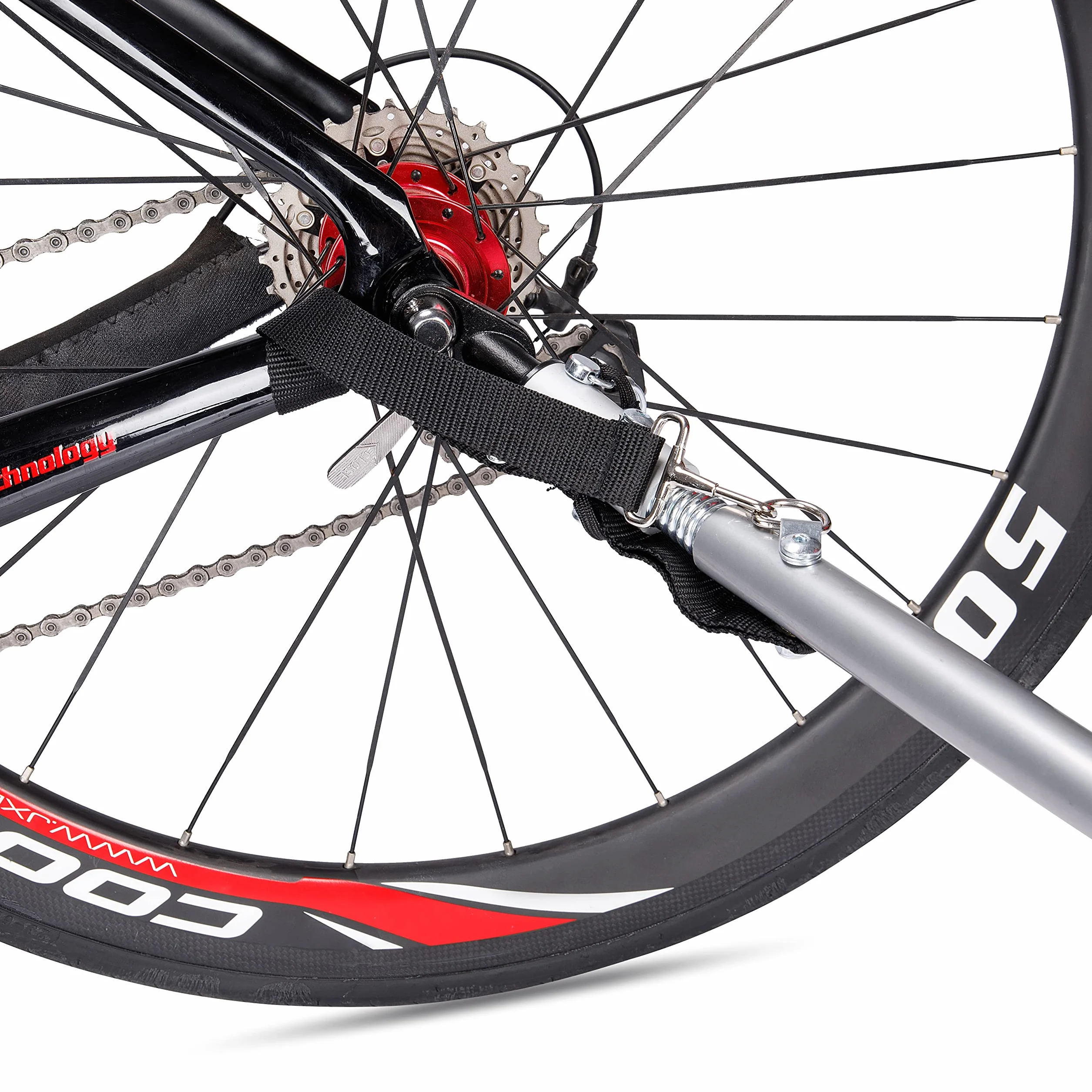 CXWXC Przyczepa rowerowa z amortyzatorem – duża przestrzeń ładunkowa do 120 l, nośność 40 kg, składana przyczepka z plandeką i flagą bezpieczeństwa – idealna do codziennego transportu