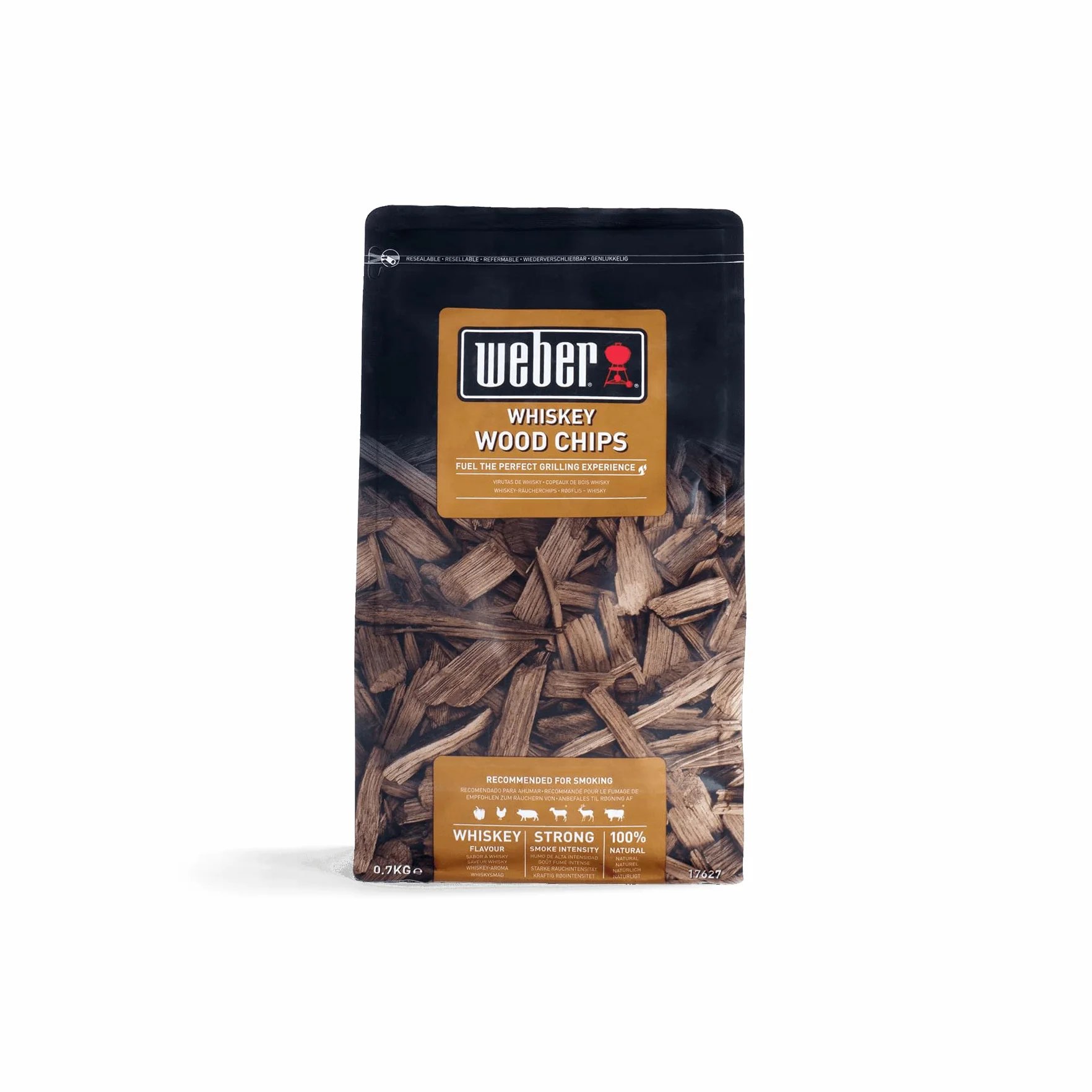 Weber Wiórki (Opakowanie 700g) - Whiskey, wykonane z beczek po whiskey, do warzyw i wszystkich rodzajów mięsa, produkt UE, pozyskiwany w sposób zrównoważony, drewno certyfikowane FSC (FSC Mix) (17627)
