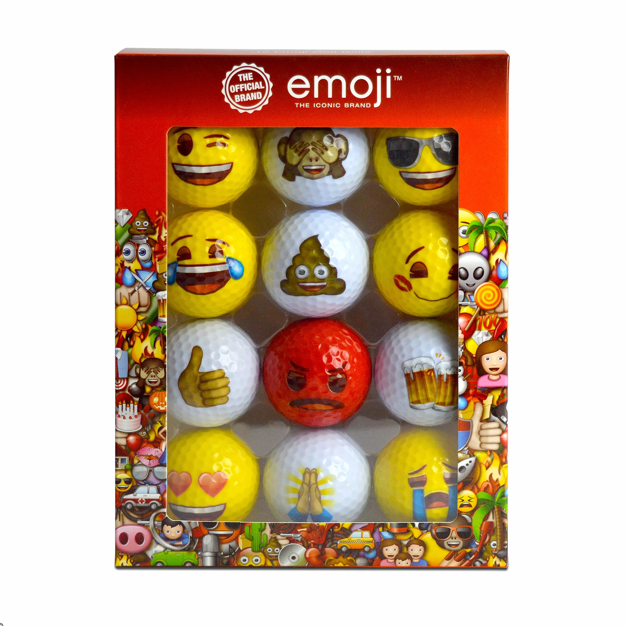 Second Chance Unisex – oficjalne piłki golfowe Emoji (opakowanie 12 sztuk), czerwone, rozmiar uniwersalny