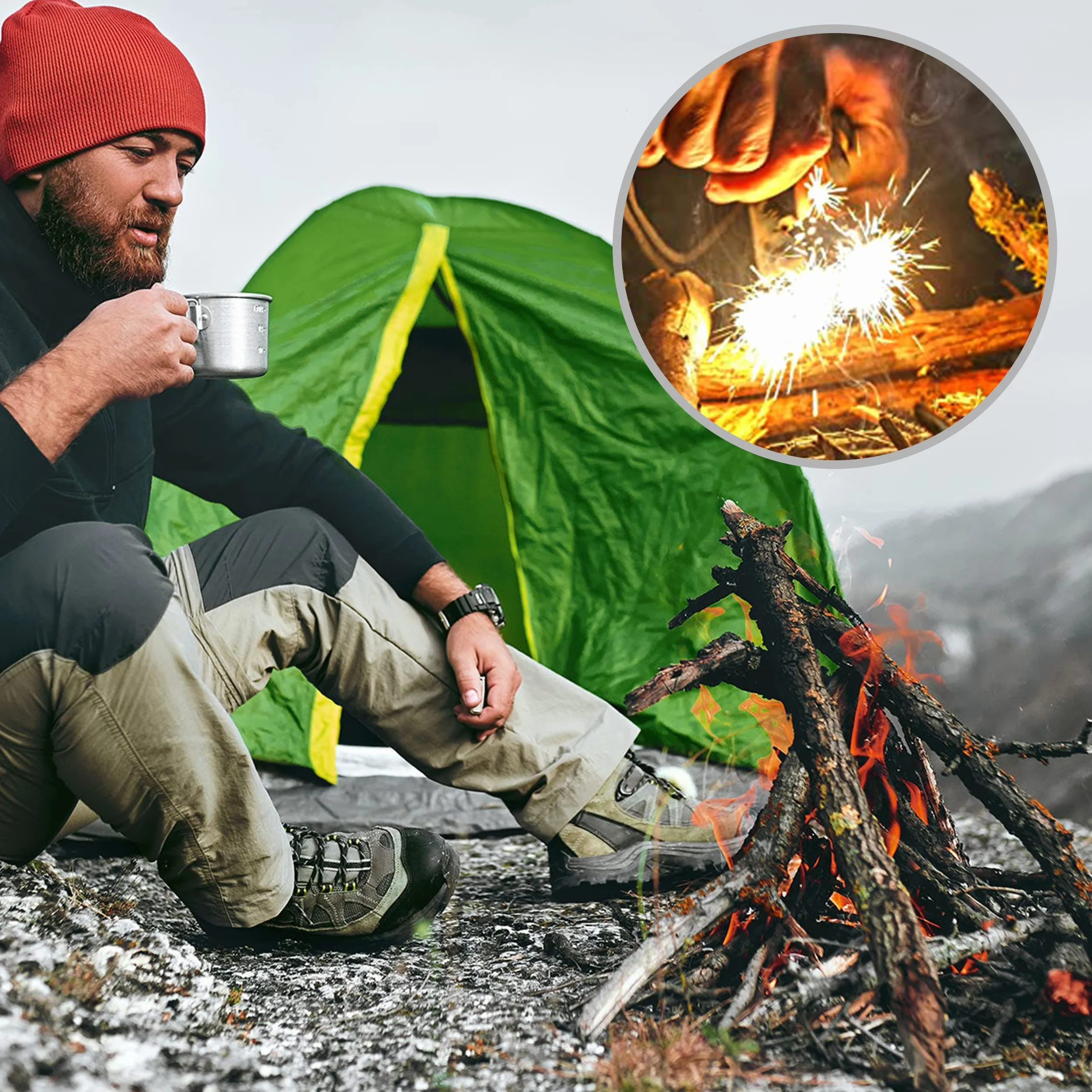 Magnez Firepen do 15 000 rozpaleń Podpałka z krzemienia Podpałka z krzemienia Kamień z krzemienia Zapalniczka z krzemienia Polowanie Wędkarstwo Kemping Przetrwanie w plenerze