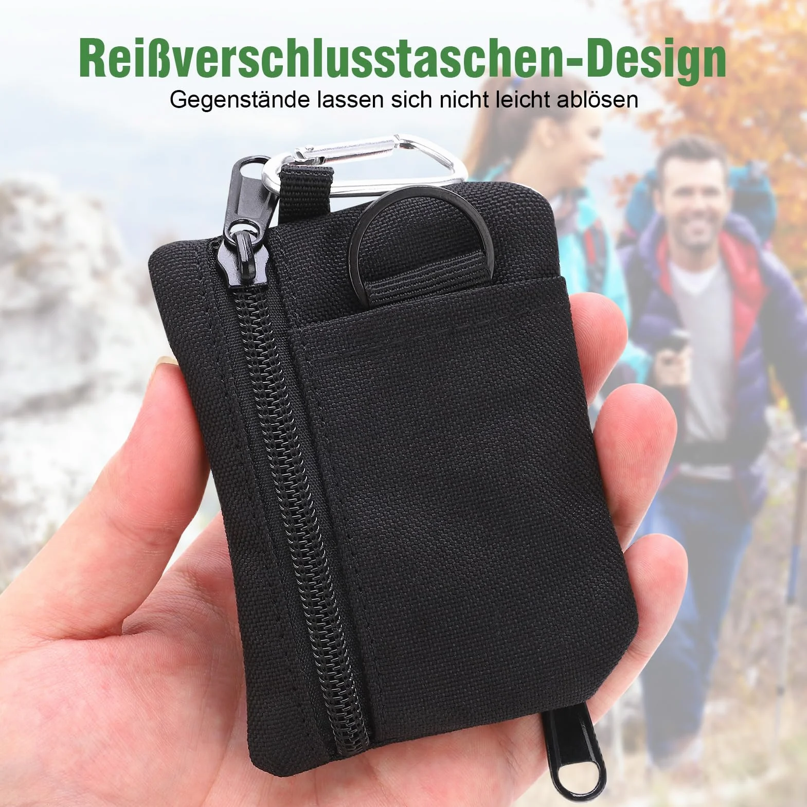 Mini Molle Pouch Bag, Outdoor Coin Purse With Carbiner, Camping Zipper Portable Bag For Outdoor(Czarny)