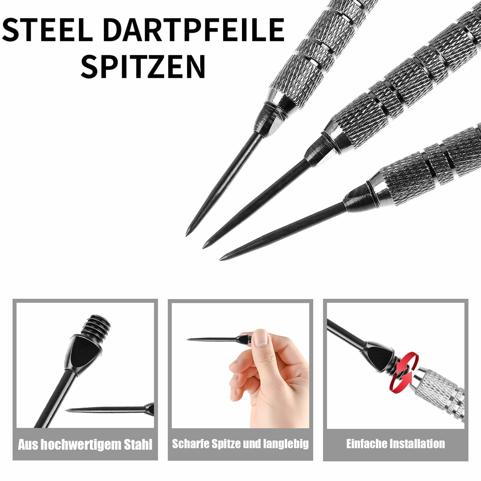 15 sztuk stalowych grotów do darta z 30 gumowymi pierścieniami, stalowe groty do darta do darta stalowe, metalowe końcówki do darta do wymiany rzutki Softdart z 2 ostrzałkami