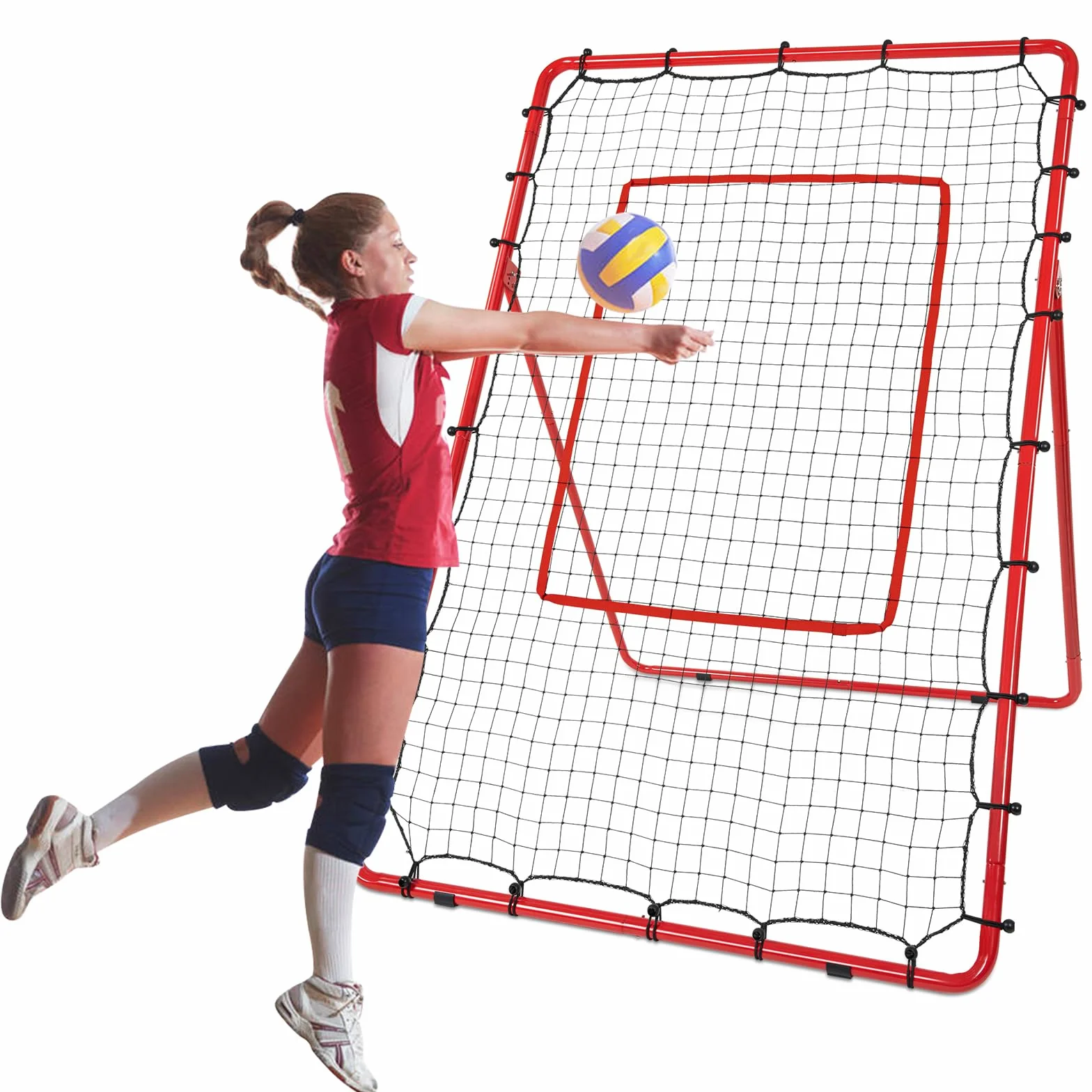 AKOZLIN Baseball Softball Siatkówka Lacrosse Rebound Bounce Back Net 5 kątów regulowana 15 x 100 cm z siatką odbijającą strefę uderzenia, gniazdo baseballowe z torbą do przenoszenia